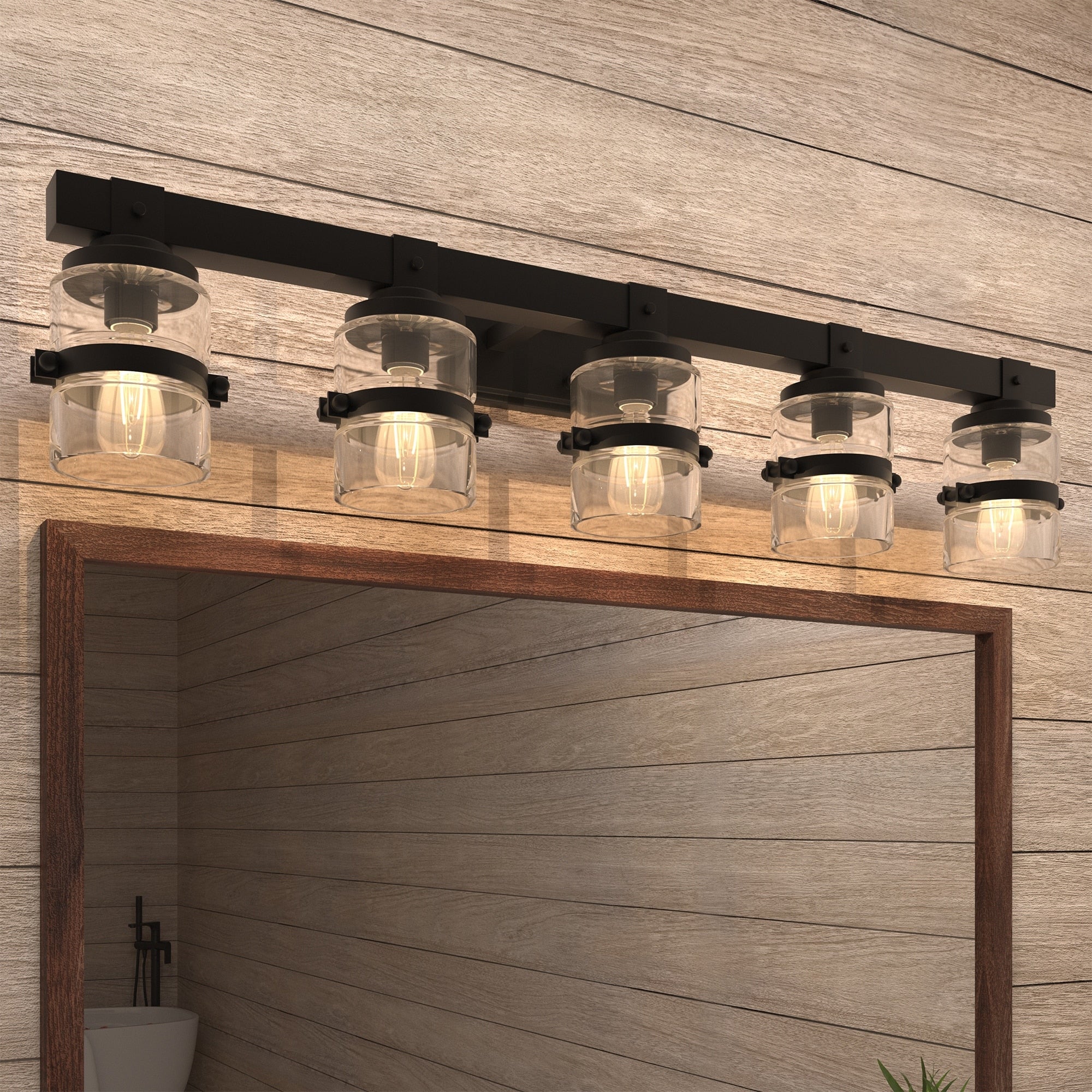 ExBrite Farmhouse 3-lights Bathroom Dimmable Iron Black Vanity Lights Wall Sconces