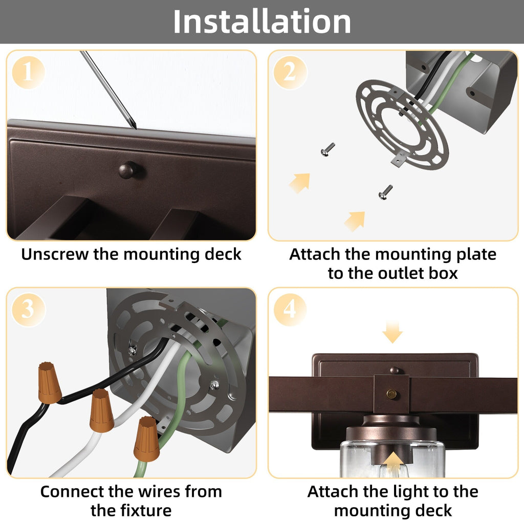 ExBrite Farmhouse 3-lights Bathroom Dimmable Iron Black Vanity Lights Wall Sconces