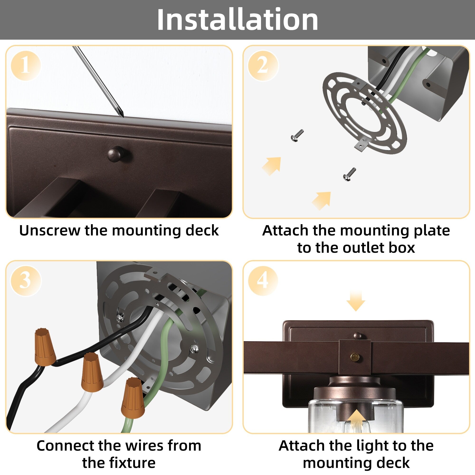 ExBrite Farmhouse 3-lights Bathroom Dimmable Iron Black Vanity Lights Wall Sconces