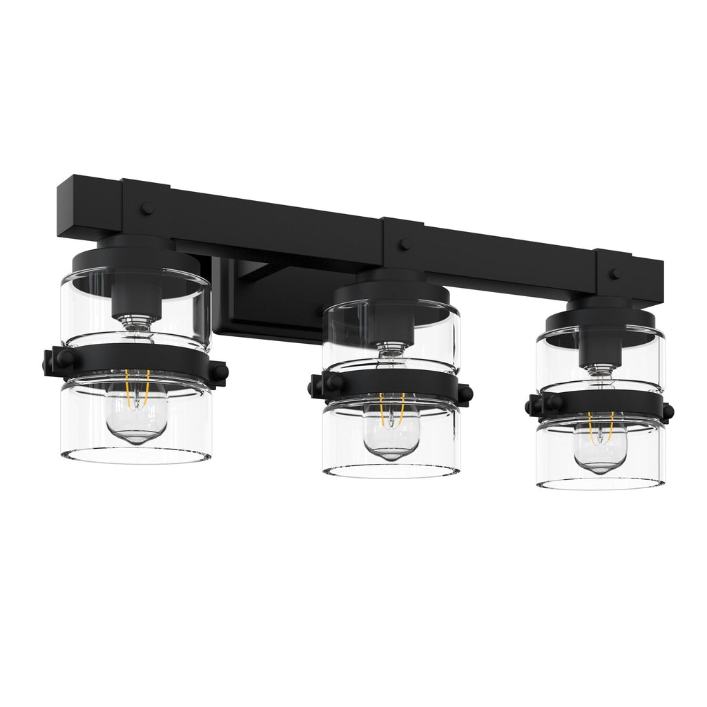 ExBrite Farmhouse 3-lights Bathroom Dimmable Iron Black Vanity Lights Wall Sconces