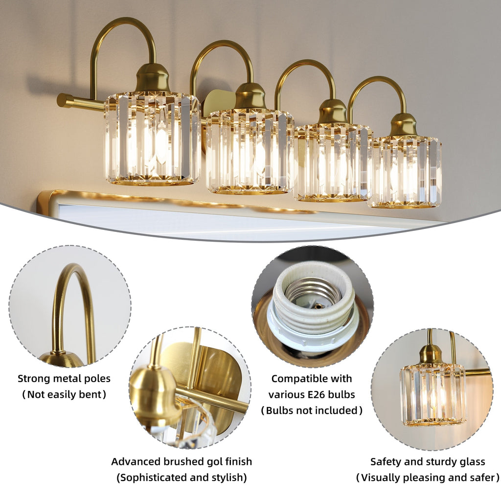 ExBrite Modern Rose Gold 1/2/3/4/5-light Bathroom Dimmable Crystal Vanity Lights Wall Sconces