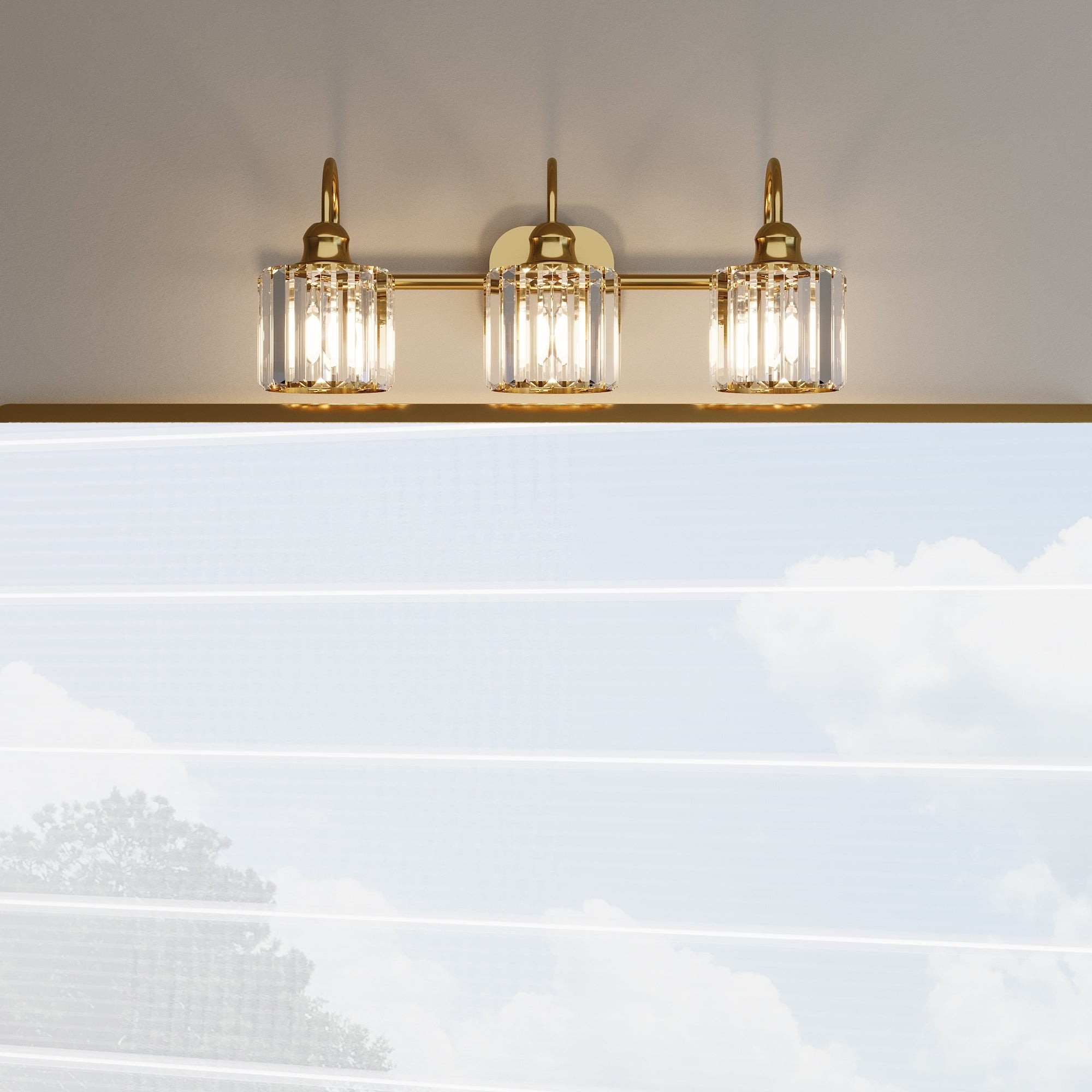 ExBrite Modern Rose Gold 1/2/3/4/5-light Bathroom Dimmable Crystal Vanity Lights Wall Sconces