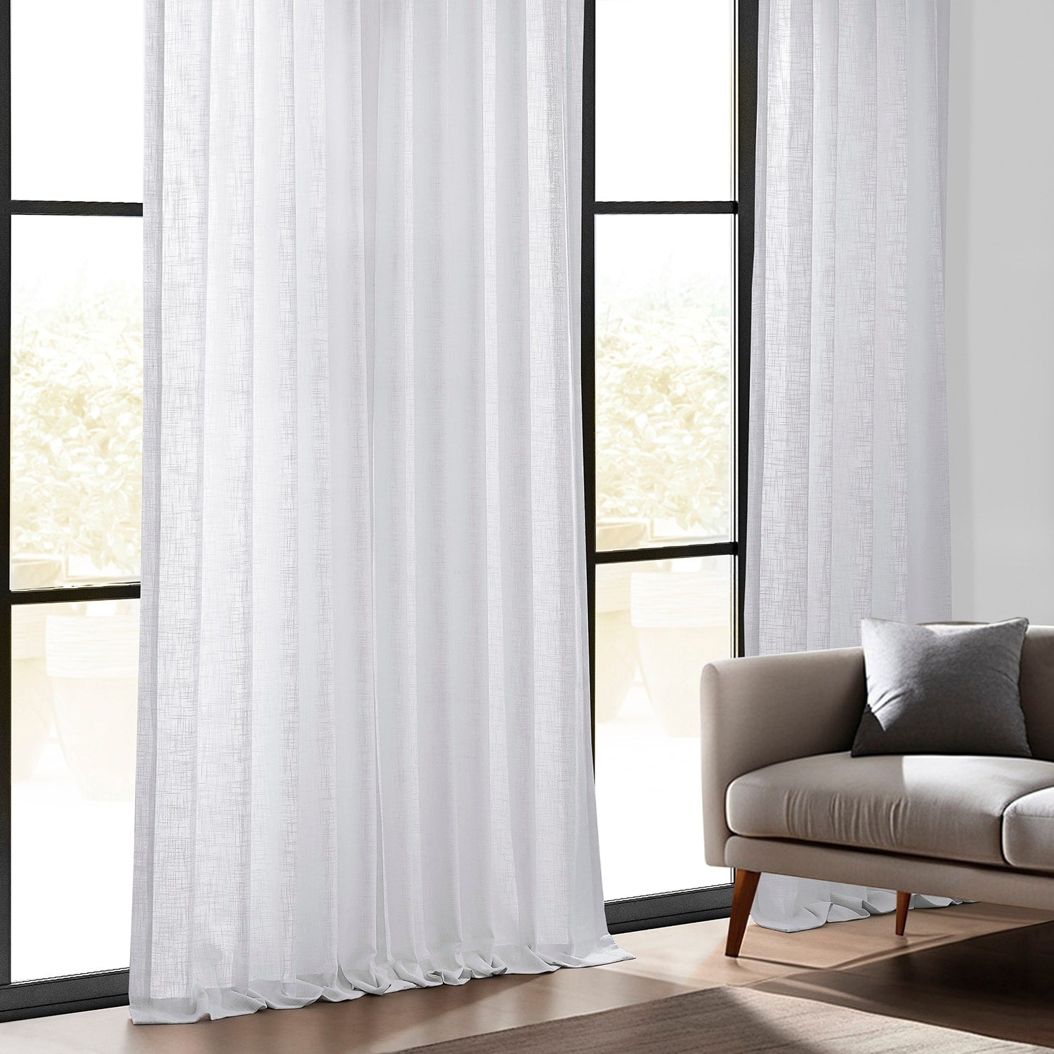 Exclusive Fabrics Heavy Faux Linen Light Filtering Curtains For Bedroom, Living Room (1 Panel)