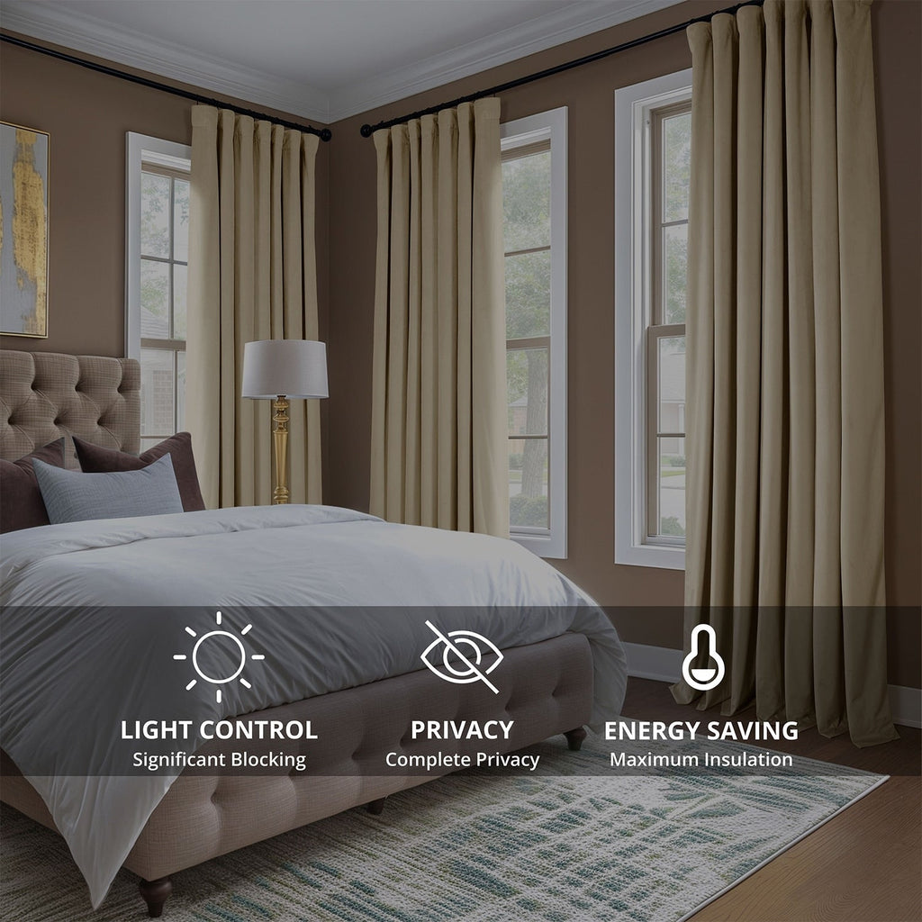 Exclusive Fabrics Heritage Plush Velvet Room Darkening Curtains (1 Panel) Luxury Velvet Curtains for Bedroom & Living Room.