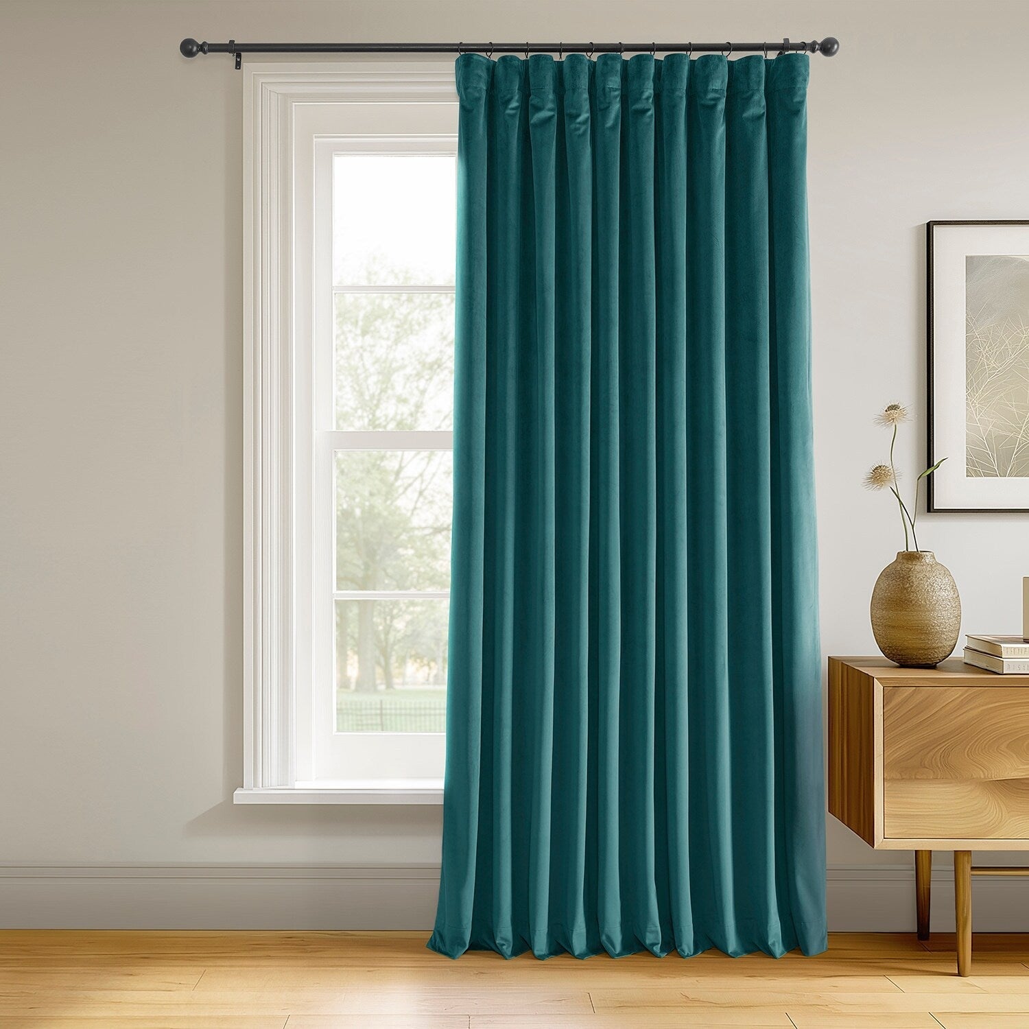 Exclusive Fabrics Signature Extra Wide Blackout Velvet Curtains (1 Panel) - Luxurious Blackout Drapes