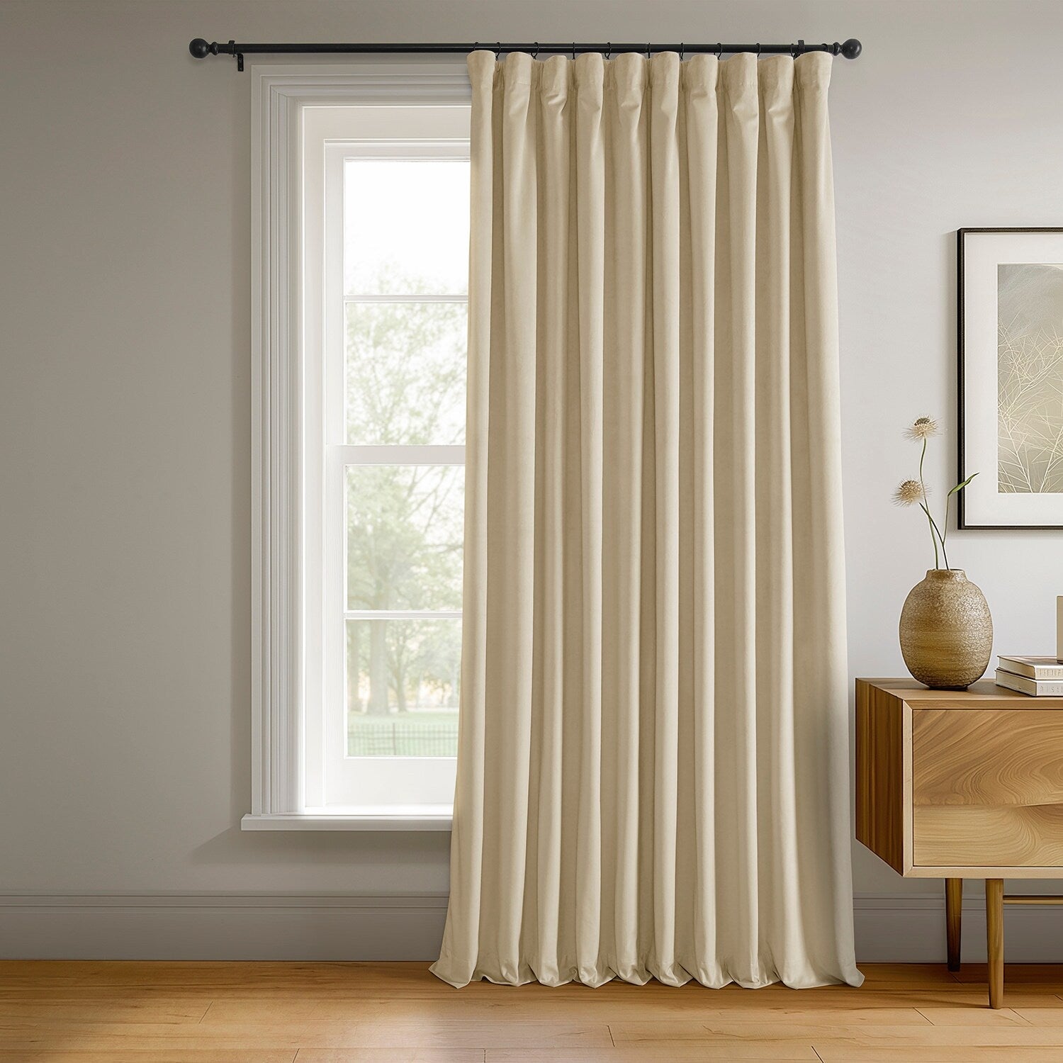 Exclusive Fabrics Signature Extra Wide Blackout Velvet Curtains (1 Panel) - Luxurious Blackout Drapes