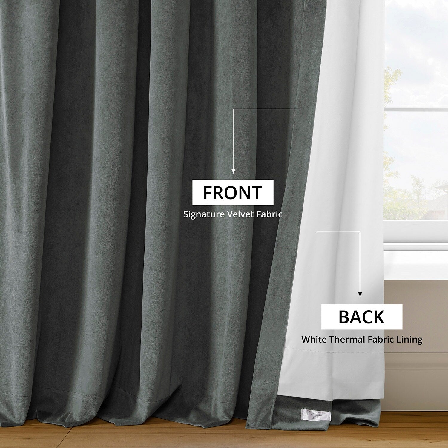 Exclusive Fabrics Signature Extra Wide Blackout Velvet Curtains (1 Panel) - Luxurious Blackout Drapes