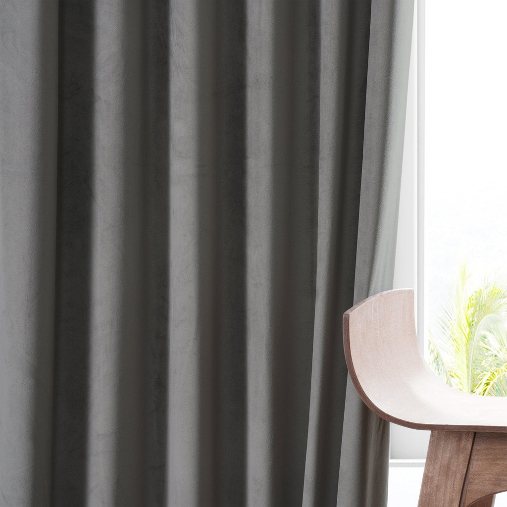 Exclusive Fabrics Signature Plush Velvet Hotel Blackout Curtains (1 Panel) - Luxury Soft Drapery for Light Control & Elegance