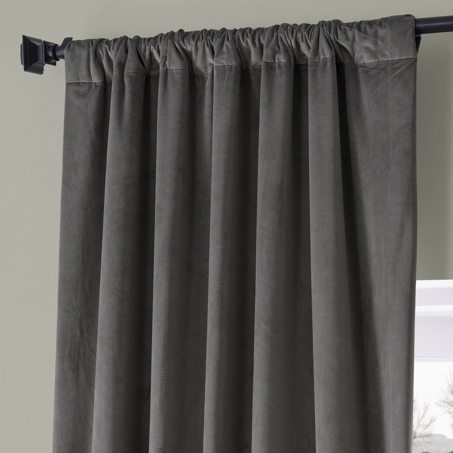 Exclusive Fabrics Signature Plush Velvet Hotel Blackout Curtains (1 Panel) - Luxury Soft Drapery for Light Control & Elegance