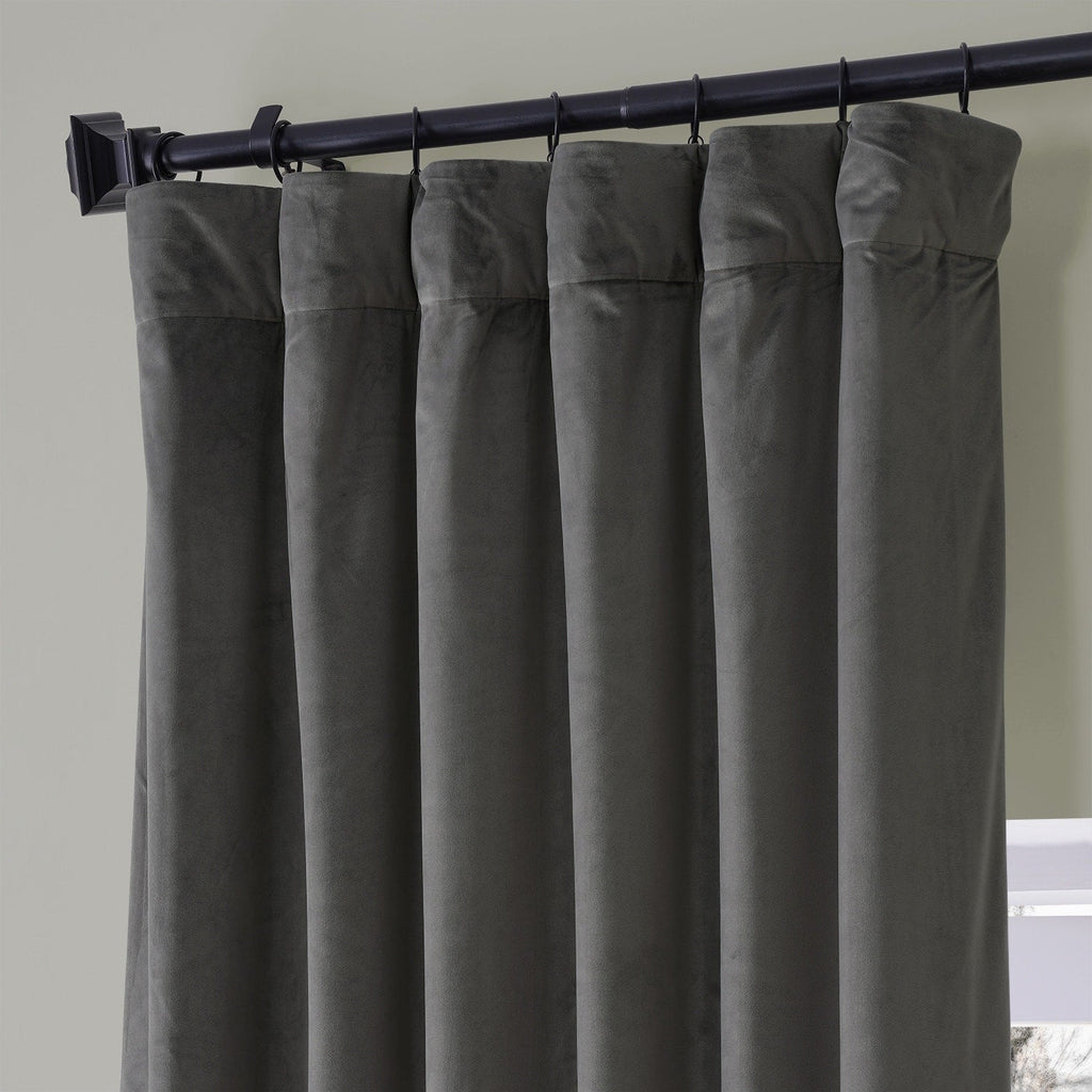 Exclusive Fabrics Signature Plush Velvet Hotel Blackout Curtains (1 Panel) - Luxury Soft Drapery for Light Control & Elegance