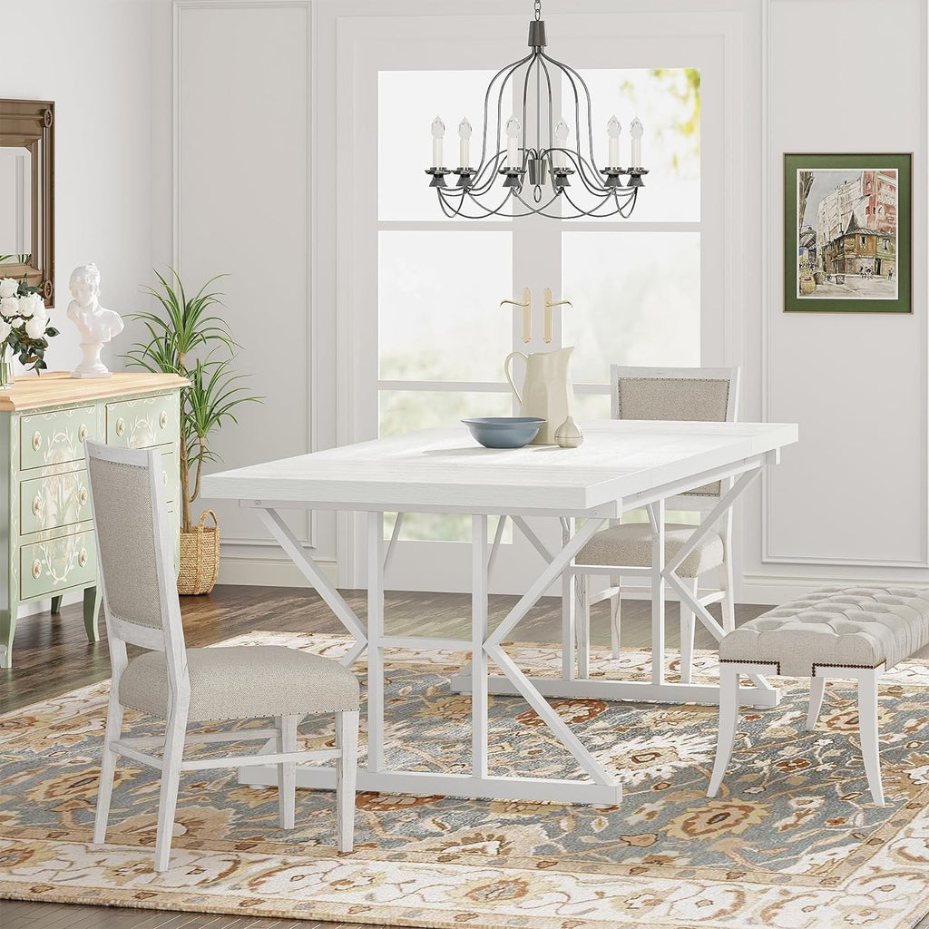 Table à manger de ferme pour 6 personnes, table de cuisine rectangulaire en bois de 70,8 pouces