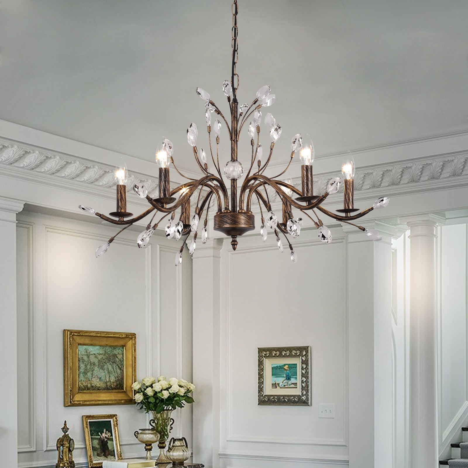 Lustre en cristal style bougie style rétro avec branches d'arbres