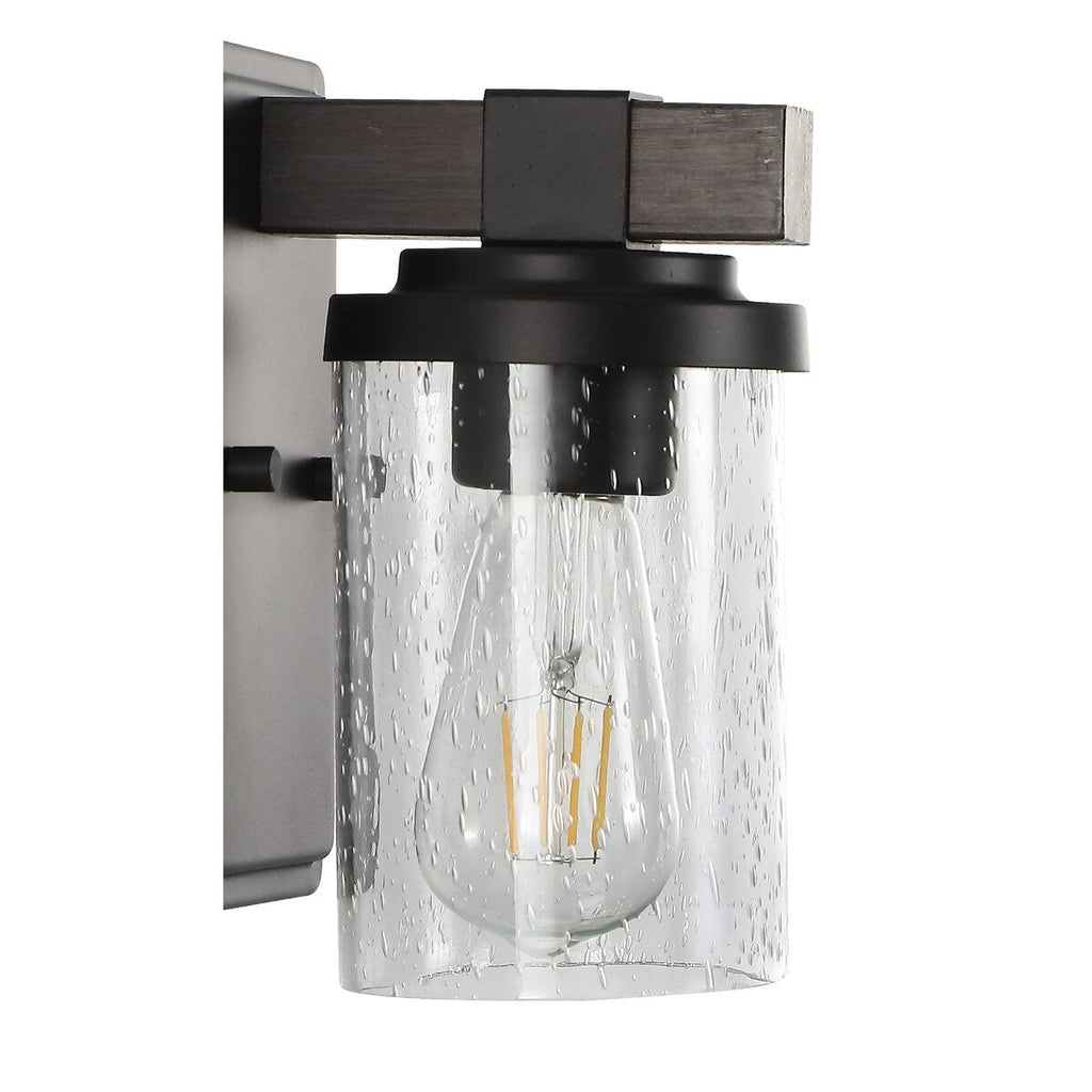 Ferme Iron/Seeded Glass Rustic Farmhouse LED Vanity Light, by JONATHAN Y