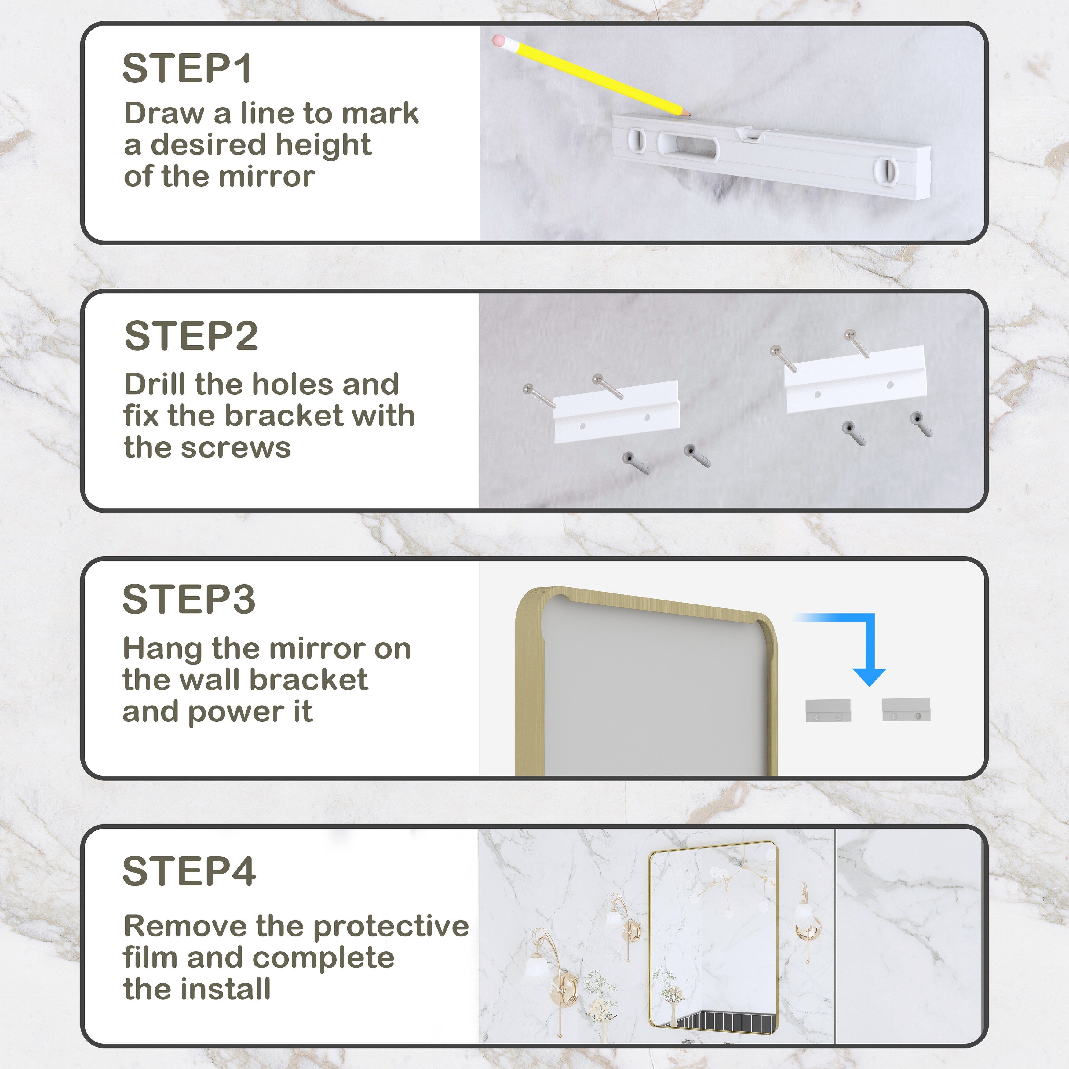 Framed Wall Mounted Bathroom Vanity Mirror