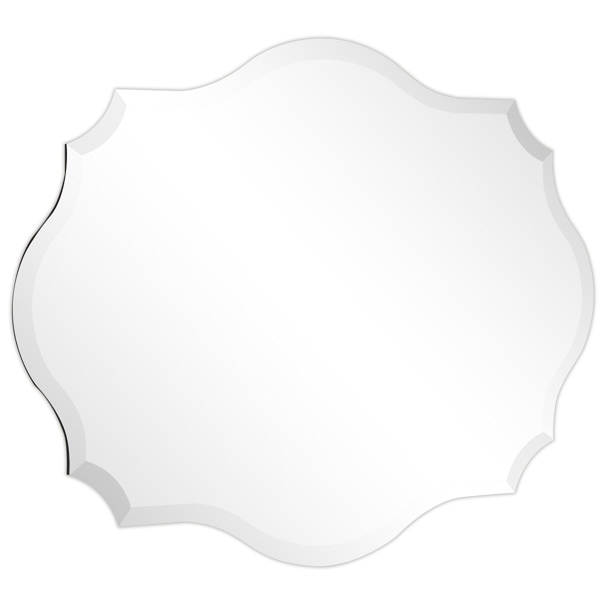 Miroir mural festonné élégant, oblong et biseauté, sans cadre