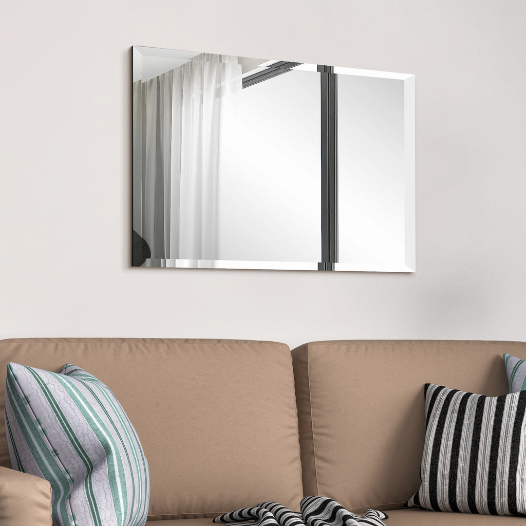Frameless Beveled Prism Wall Mirror-Square/Rectangluar - Clear