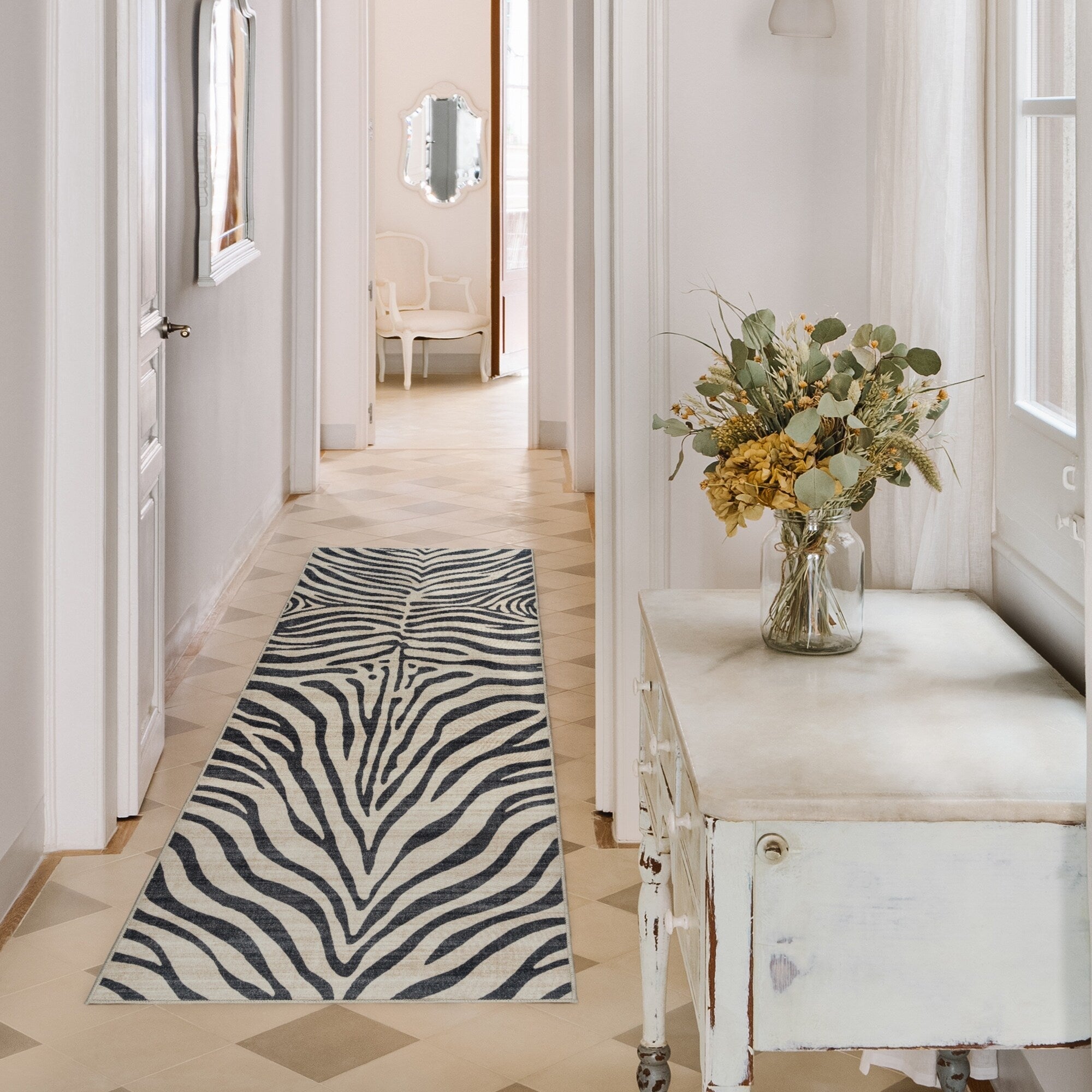 Collection de tapis Gertmenian Crystal Print, lavables, imprimés numériquement, à poils plats, en polyester antidérapant