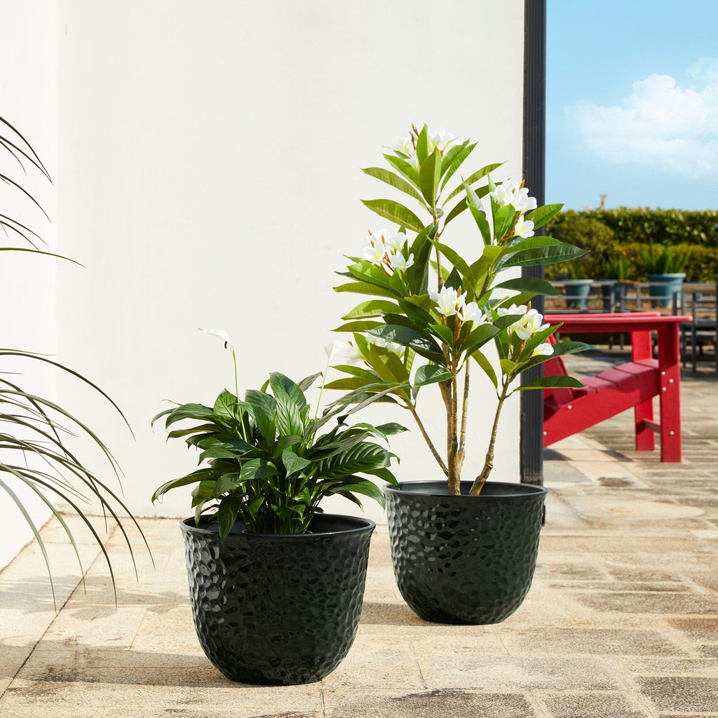 Glitzhome 19.75 H Eco-Friendly Oversized Faux Ceramic Diamond Textured Tall Planter Porch Flowerpot (Set of 2)