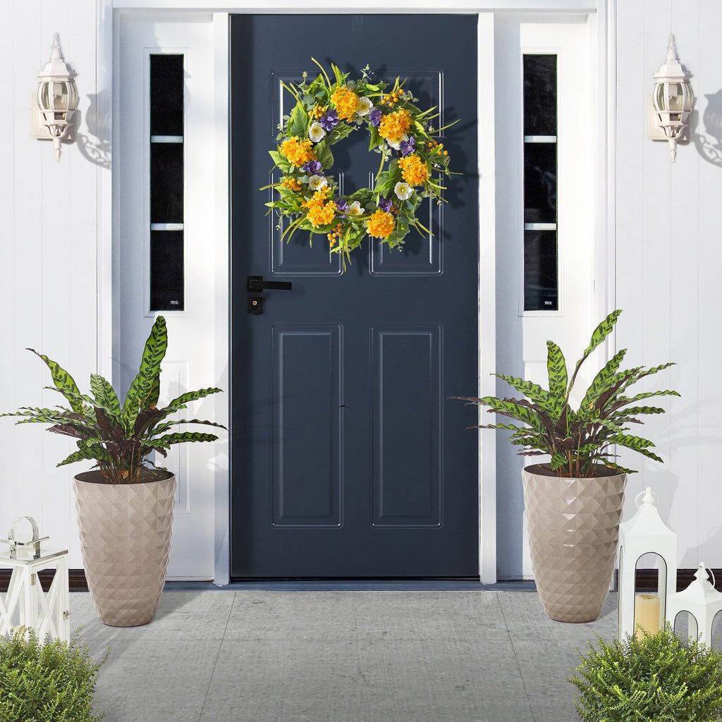 Glitzhome 19.75 H Eco-Friendly Oversized Faux Ceramic Diamond Textured Tall Planter Porch Flowerpot (Set of 2)