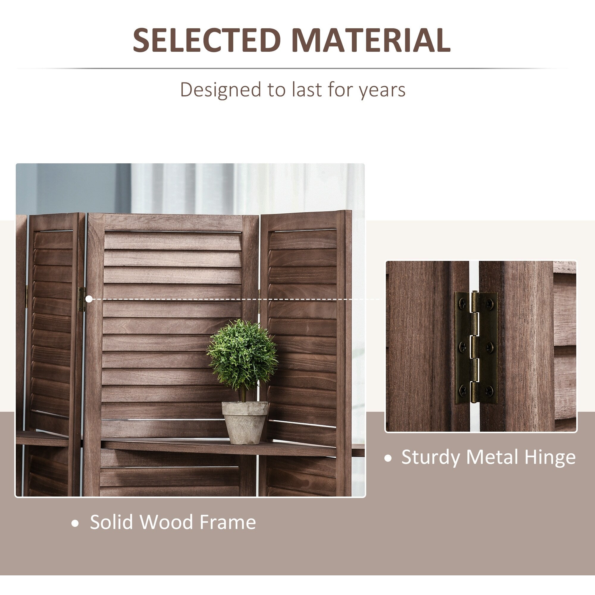 HOMCOM 4-Panel Folding Room Divider, 5.5 Ft Tall Freestanding Privacy Screen Panels for Indoor Bedroom - 63.75 x 0.75 x 67