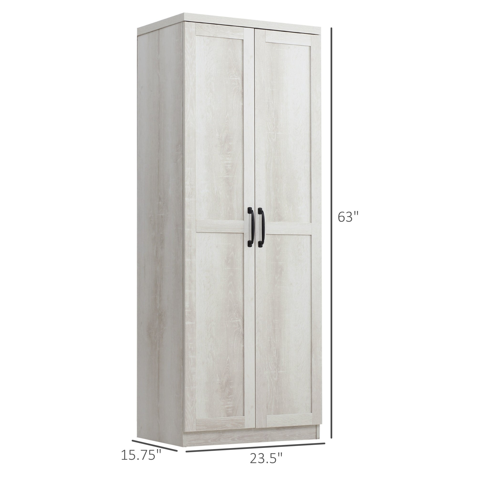 HOMCOM 63 Garde-manger de cuisine 2 portes, meuble de rangement indépendant avec étagères à 5 niveaux et 2 étagères réglables pour salle à manger