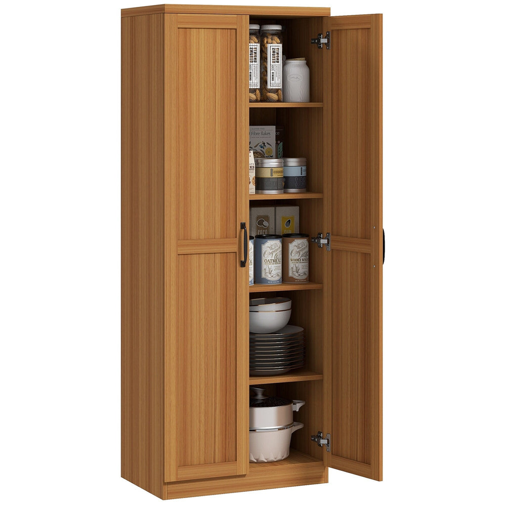 HOMCOM 63 Garde-manger de cuisine 2 portes, meuble de rangement indépendant avec étagères à 5 niveaux et 2 étagères réglables pour salle à manger