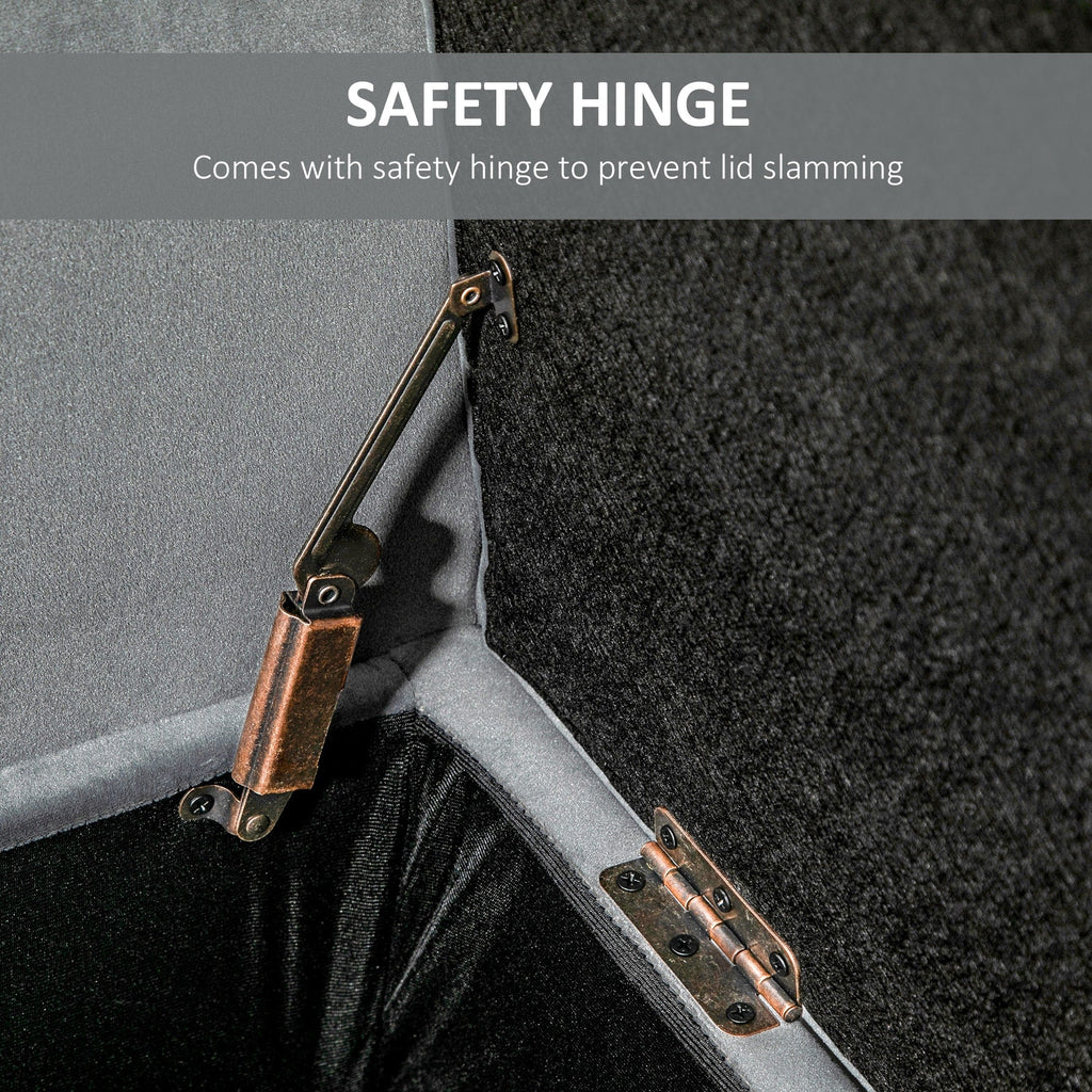 Banc ottoman de rangement capitonné HOMCOM, banc de lit rembourré avec accoudoirs roulés pour chambre, salon ou couloir