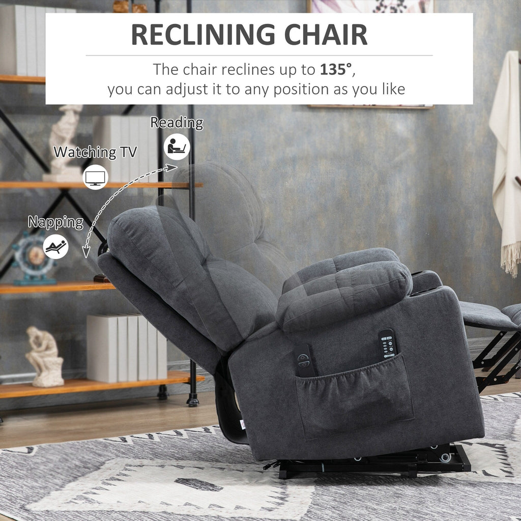 HOMCOM Electric Power Lift Chair Recliners for Elderly, Oversized Living Room Recliner Chair with Remote Control