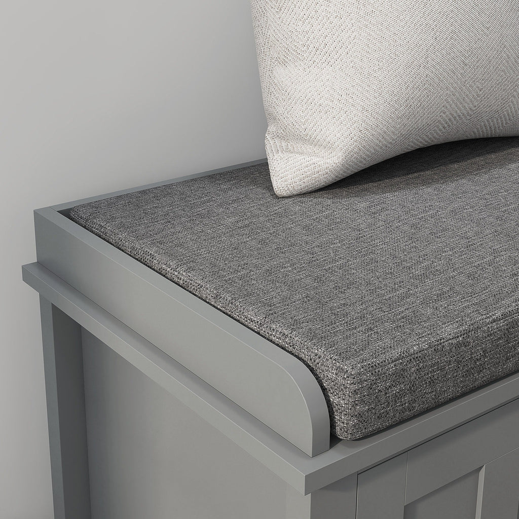 Banc à chaussures d'entrée HOMCOM avec rangement ottoman et étagères réglables, 6 compartiments et assise rembourrée, blanc/gris