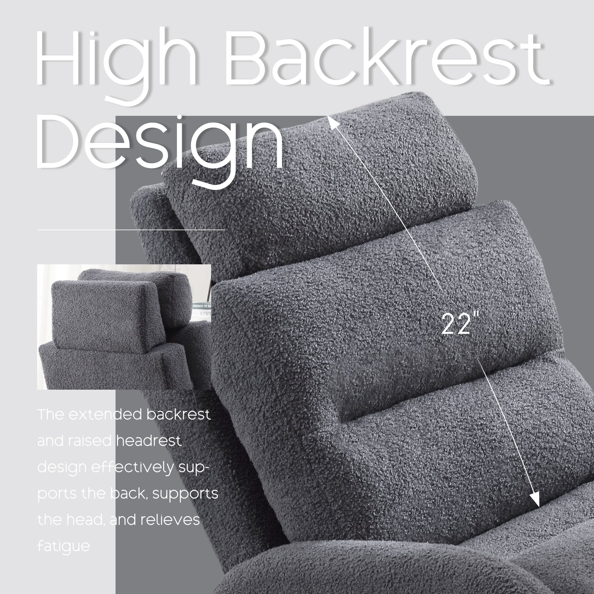 Fauteuil d'appoint HOMYKA avec dossier réglable et pouf de rangement