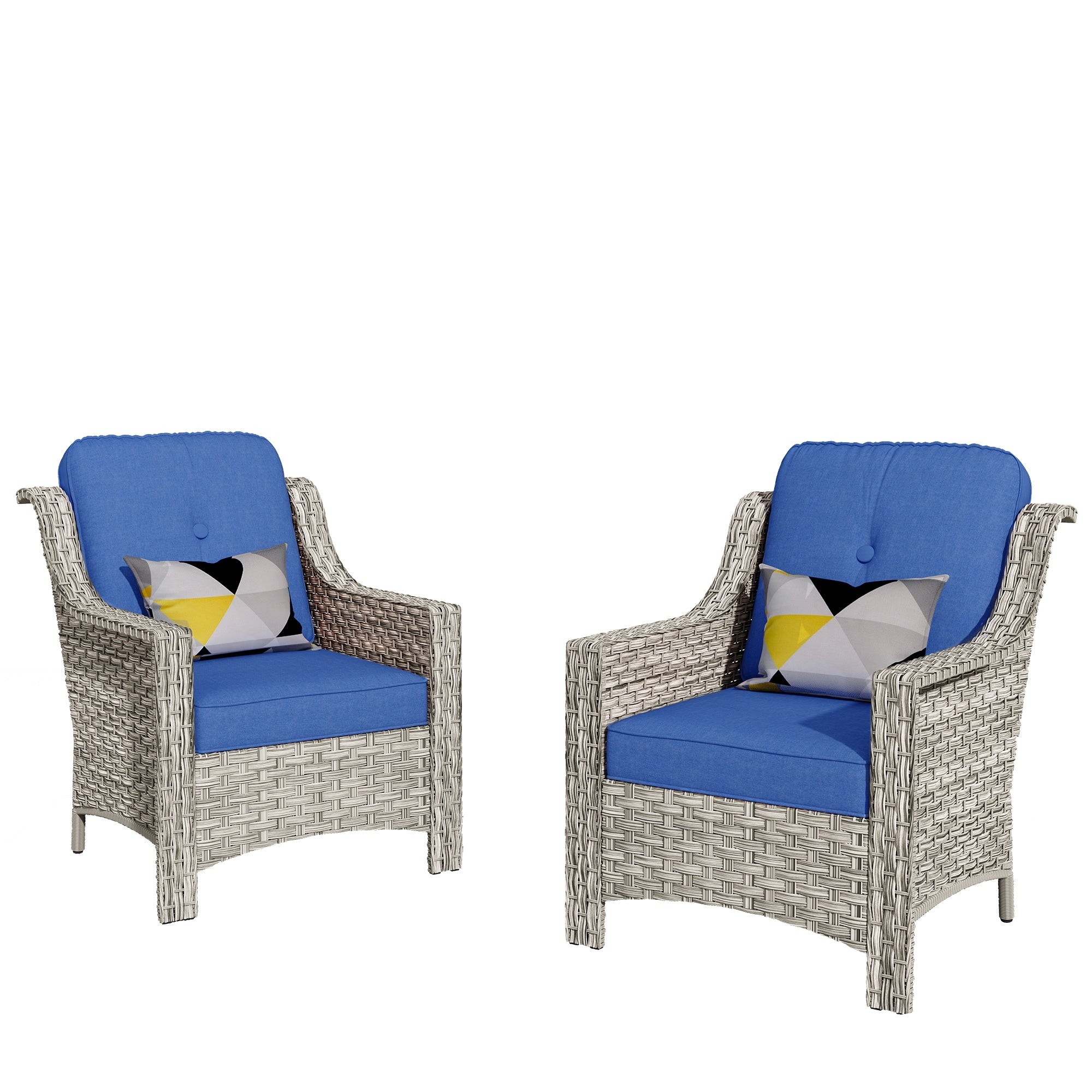 HOOOWOOO 2-piece High Back Wicker Rattan Outdoor Patio Chair Set