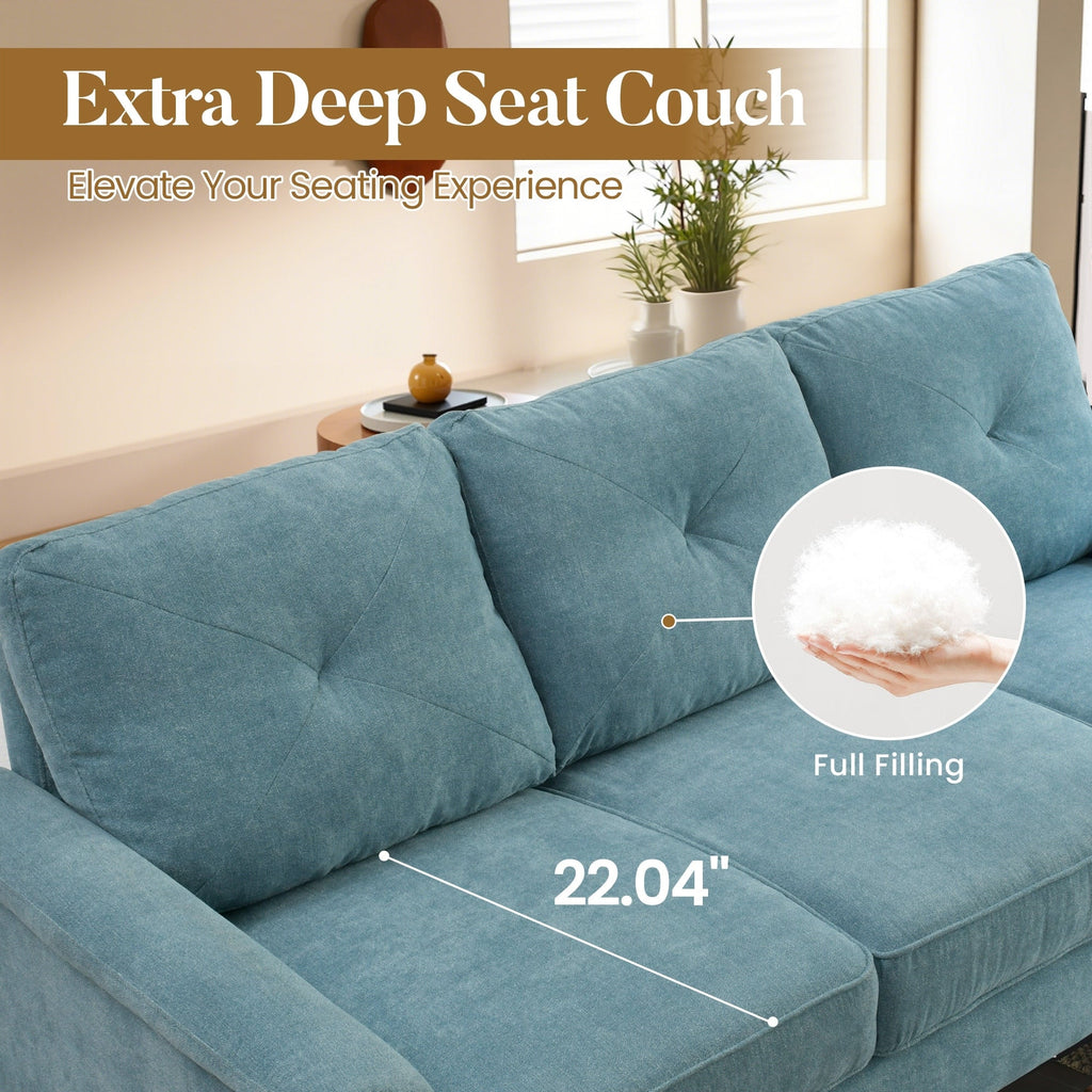 Canapé 3 places rembourré HOOOWOOO Mid-Century avec pieds en bois pour salon