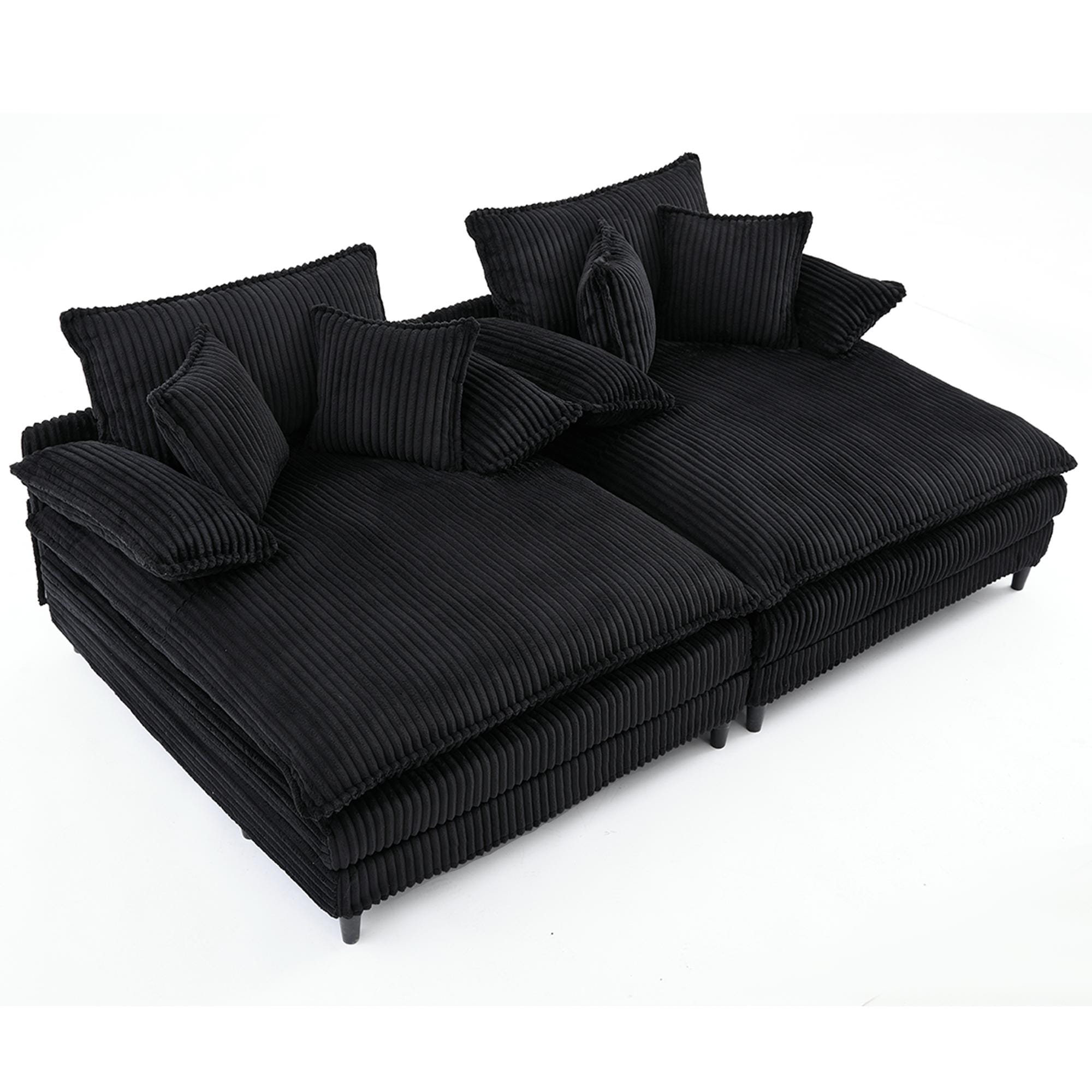 Harmonia 109 W Oversized Corduroy Sofa Bed, Deep Seat Double Lounge Chaise with 4 Pillows