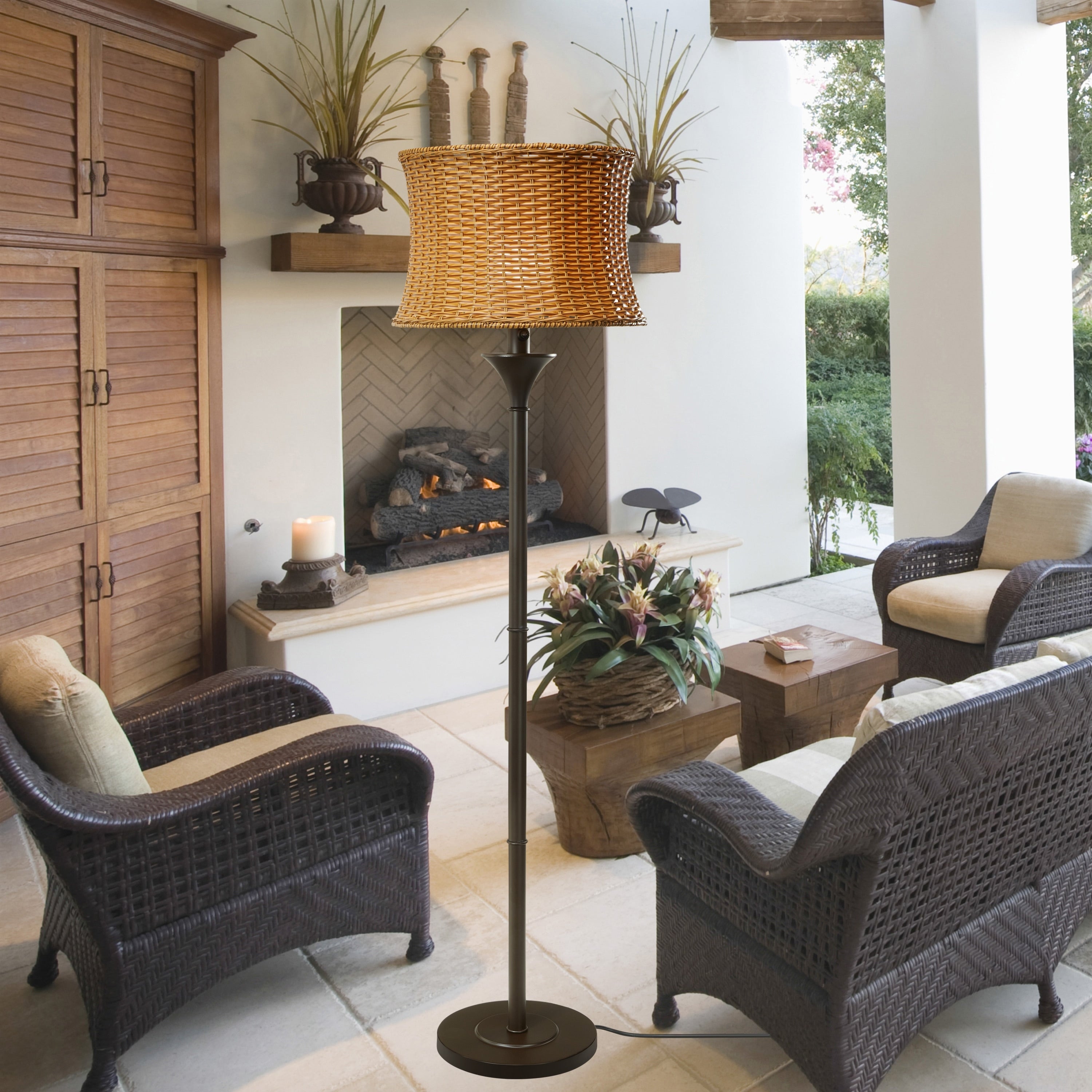 Havenside Home Pocologan 59.5-inch Outdoor and Indoor Basket-weave Floor Lamp - 16.25L x 16.25W x 59.5H