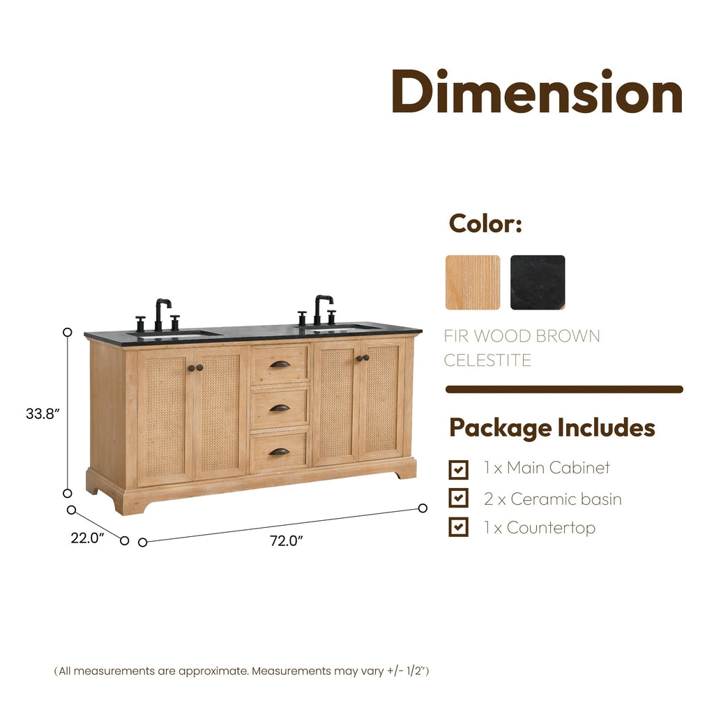 Meuble-lavabo Hervas avec plateau en marbre naturel sans miroir