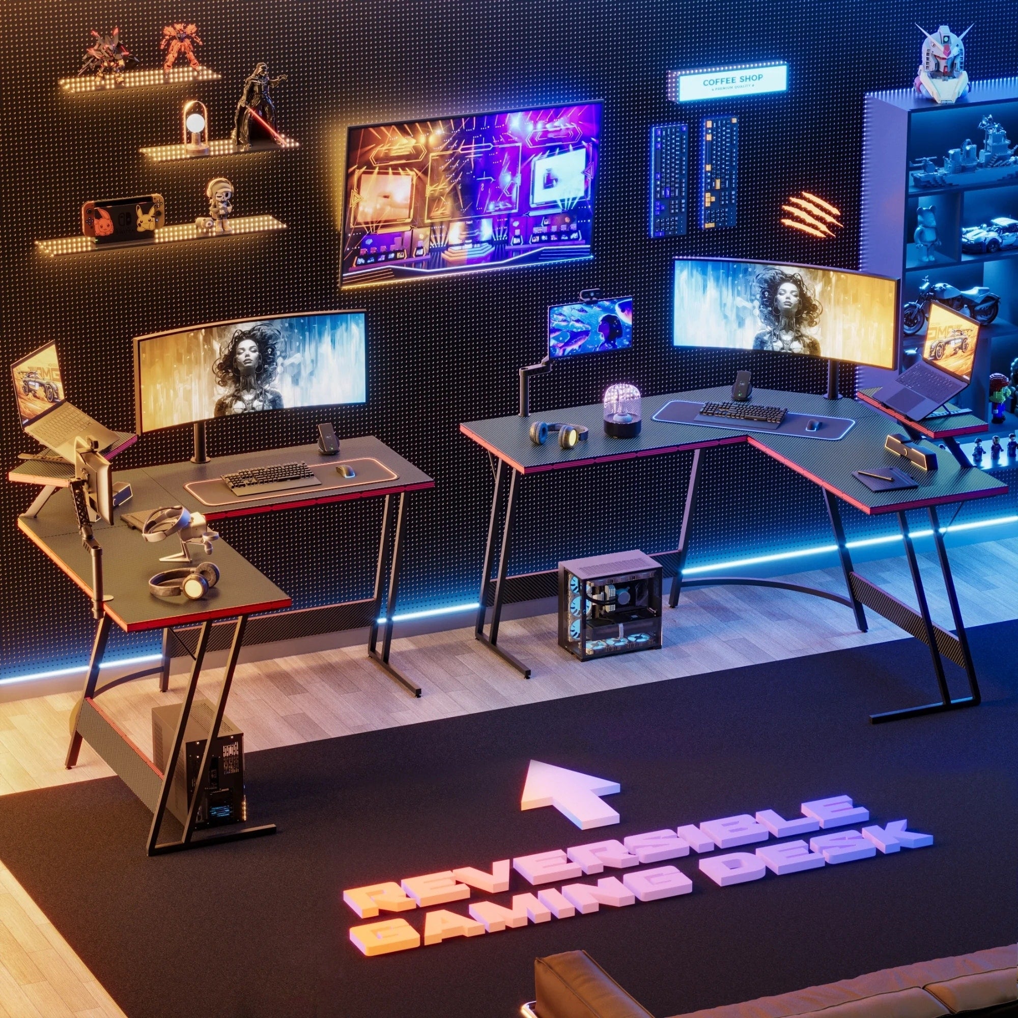 Homall L-Shaped Gaming Desk Computer Corner Desk Office Writing Desk