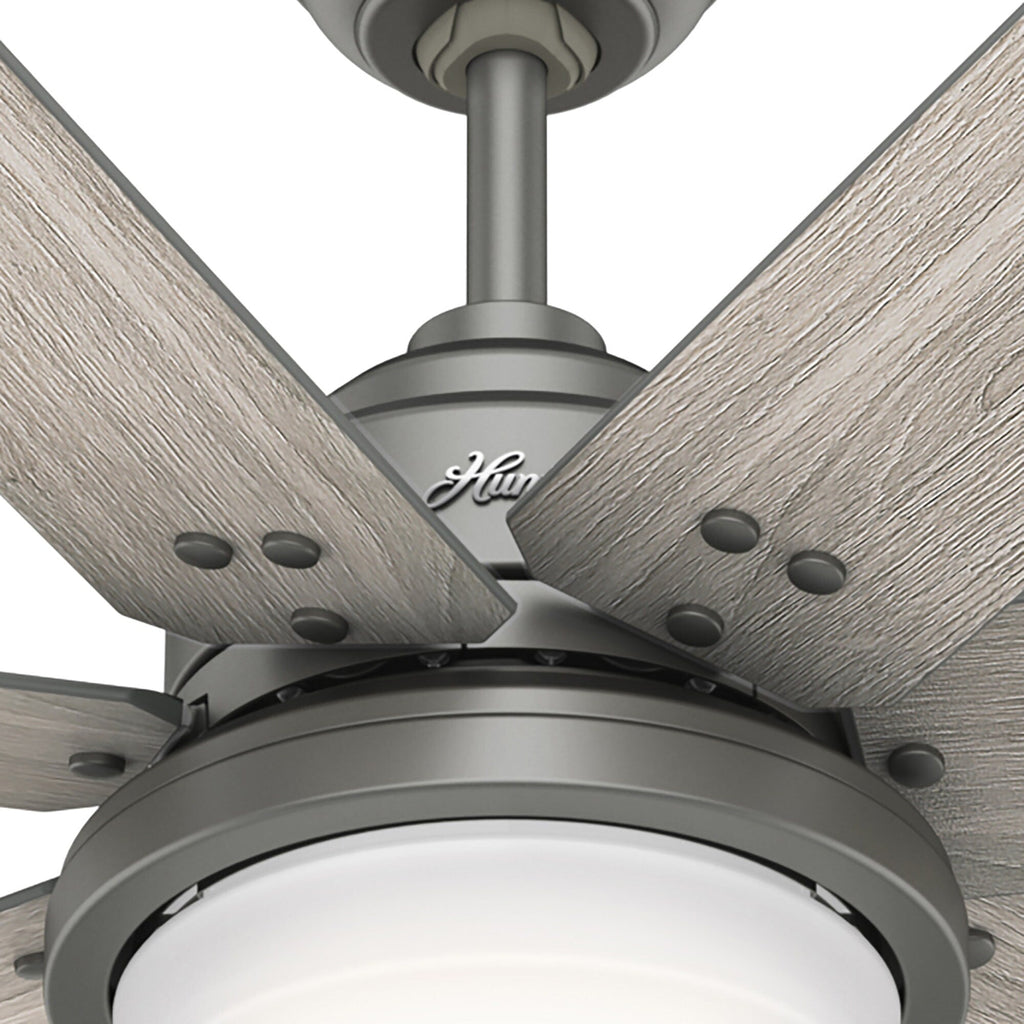 Ventilateur de plafond Hunter WiFi Whittington avec lumière LED, télécommande portable - Moulin à vent - Industriel, Ferme, Rustique - VENTILATEUR INTELLIGENT !
