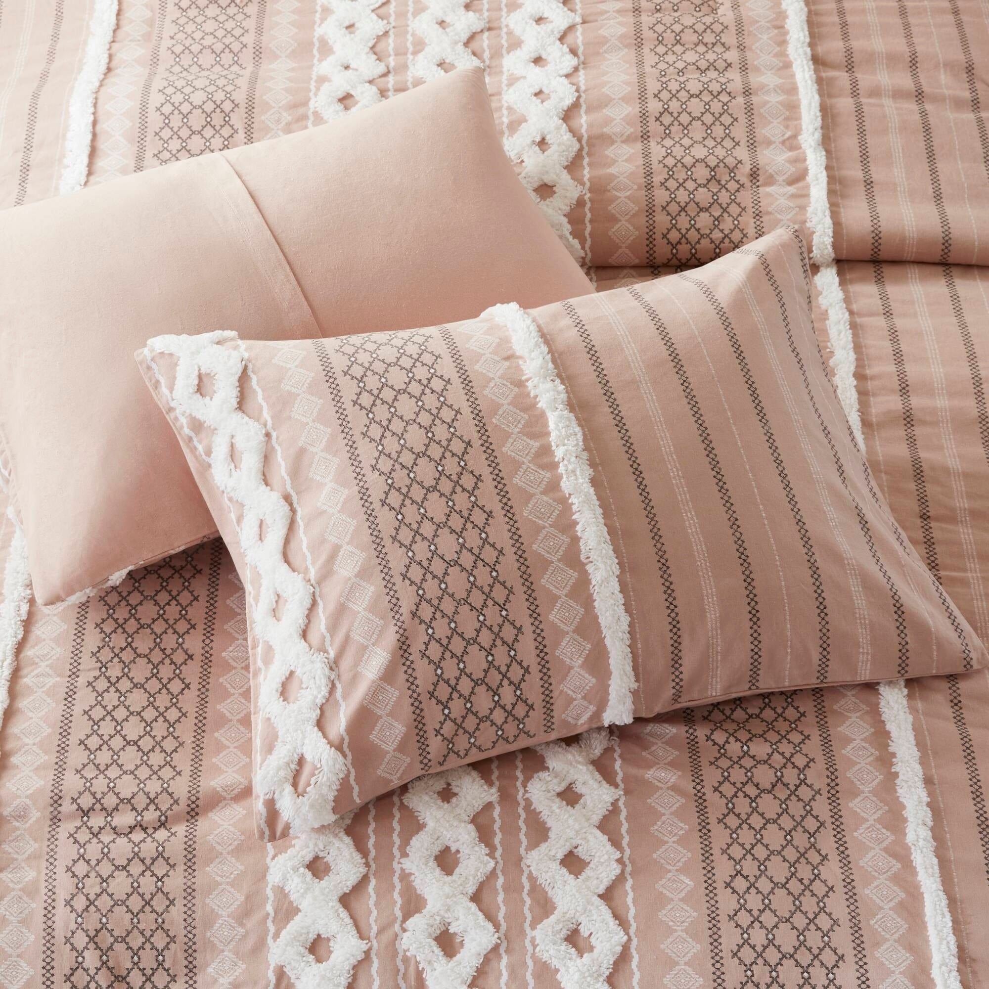 INK+IVY Imani Cotton Printed Duvet Cover Set with Chenille