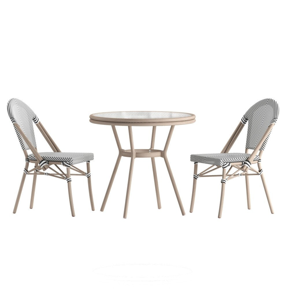Indoor/Outdoor Commercial Bistro Set with Table and Two Chairs