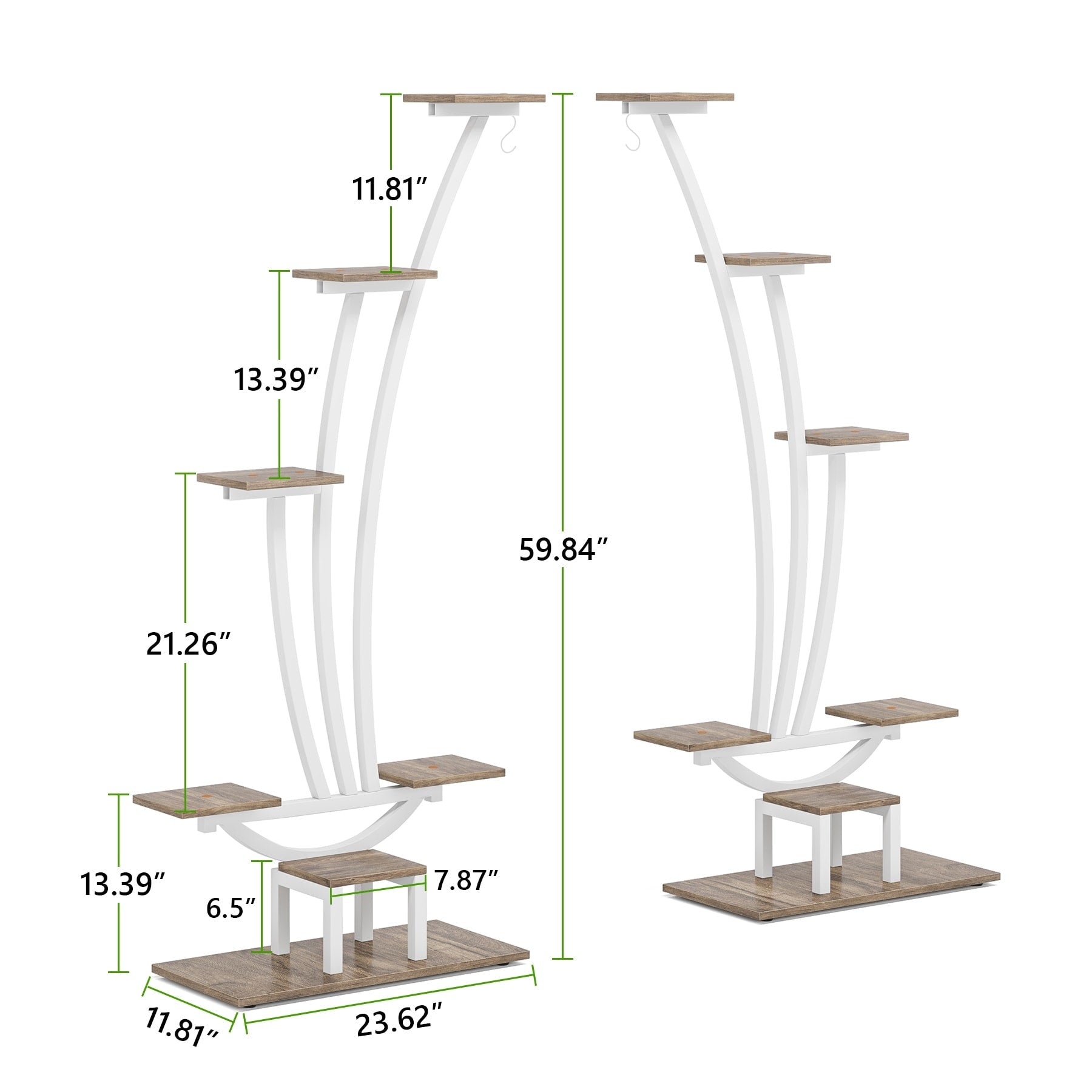 Support pour plantes d'intérieur, étagère à fleurs à 6 niveaux pour jardin - Lot de 2