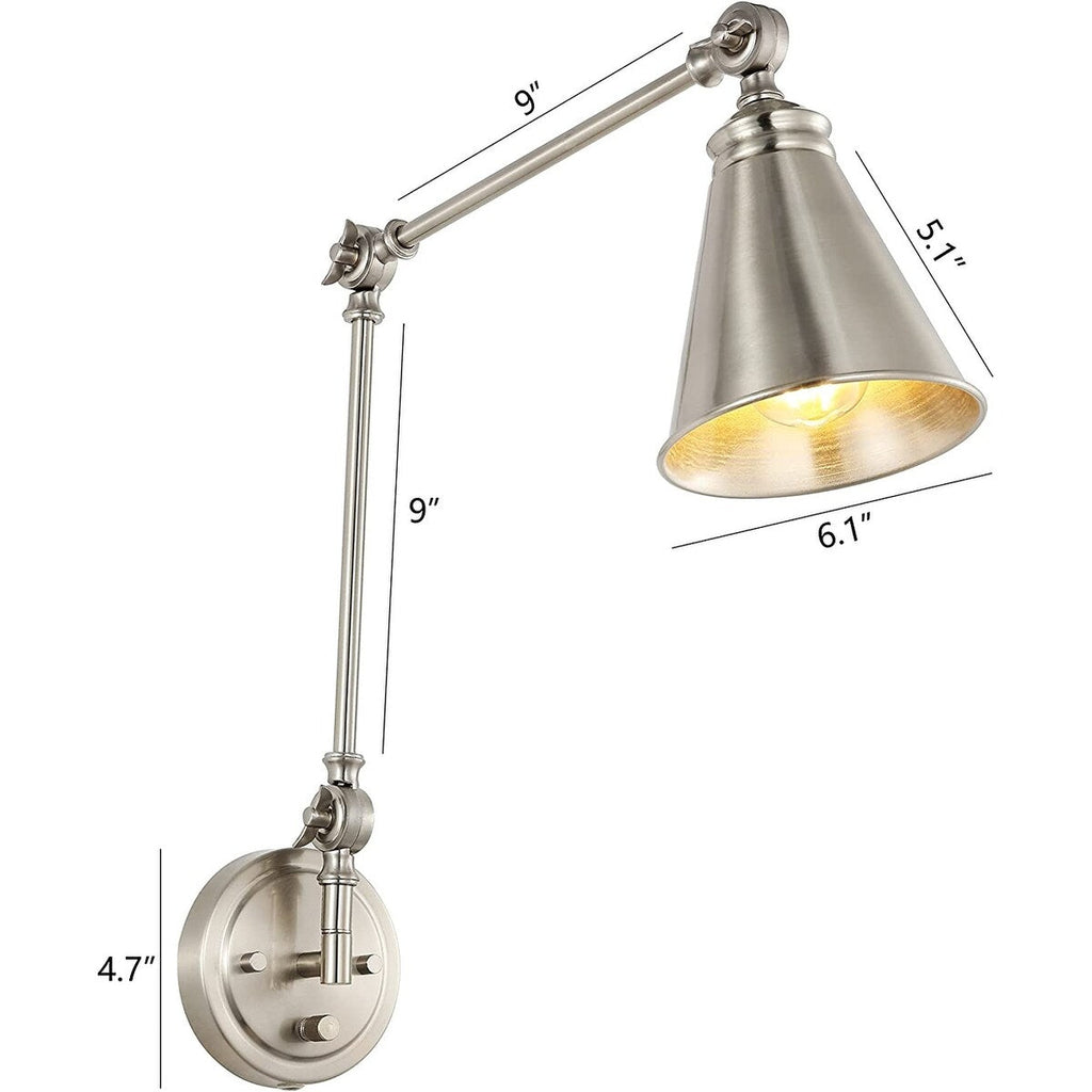 WINGBO Industrial Swing Arm Wall Sconce with Metal Shade,2-Pack...