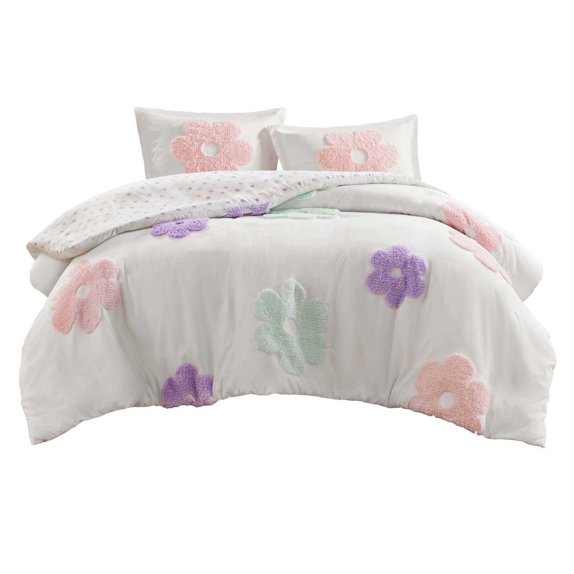 Intelligent Design Kids Madeline Floral Reversible Tufted Chenille Duvet Cover Set