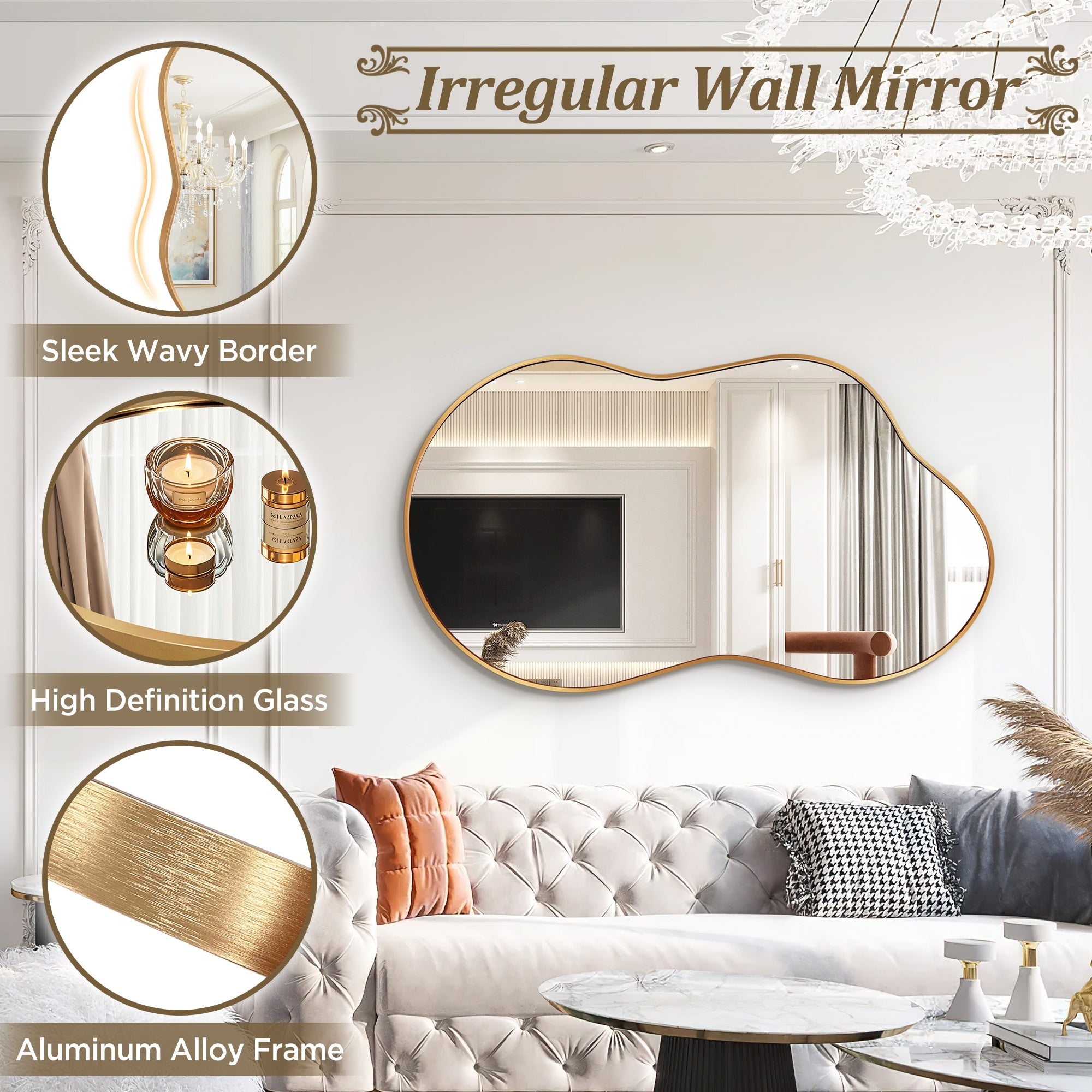 Irregular Wall Mirror Asymmetrical Decorative Wall Mirror
