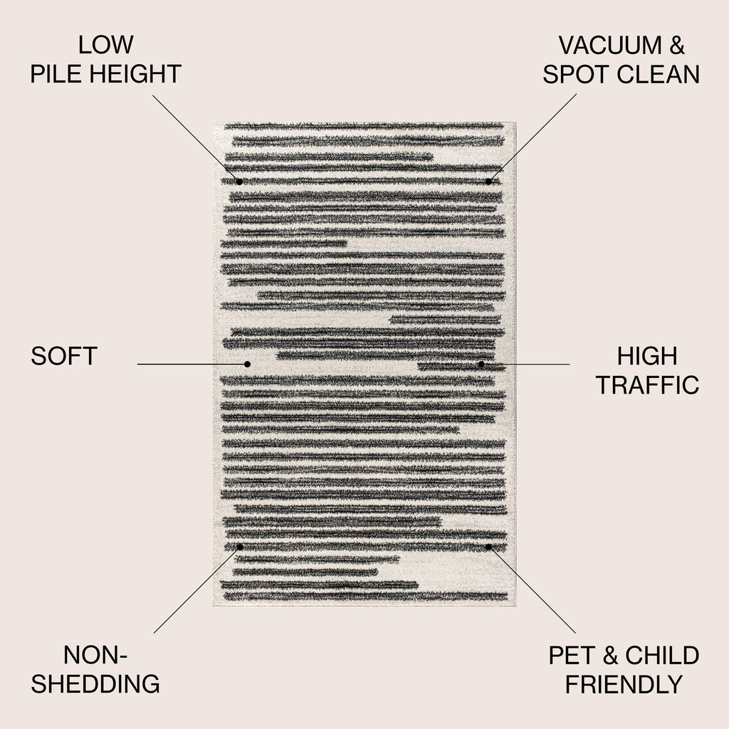 JONATHAN Y Tapis moderne à rayures berbères Aksil