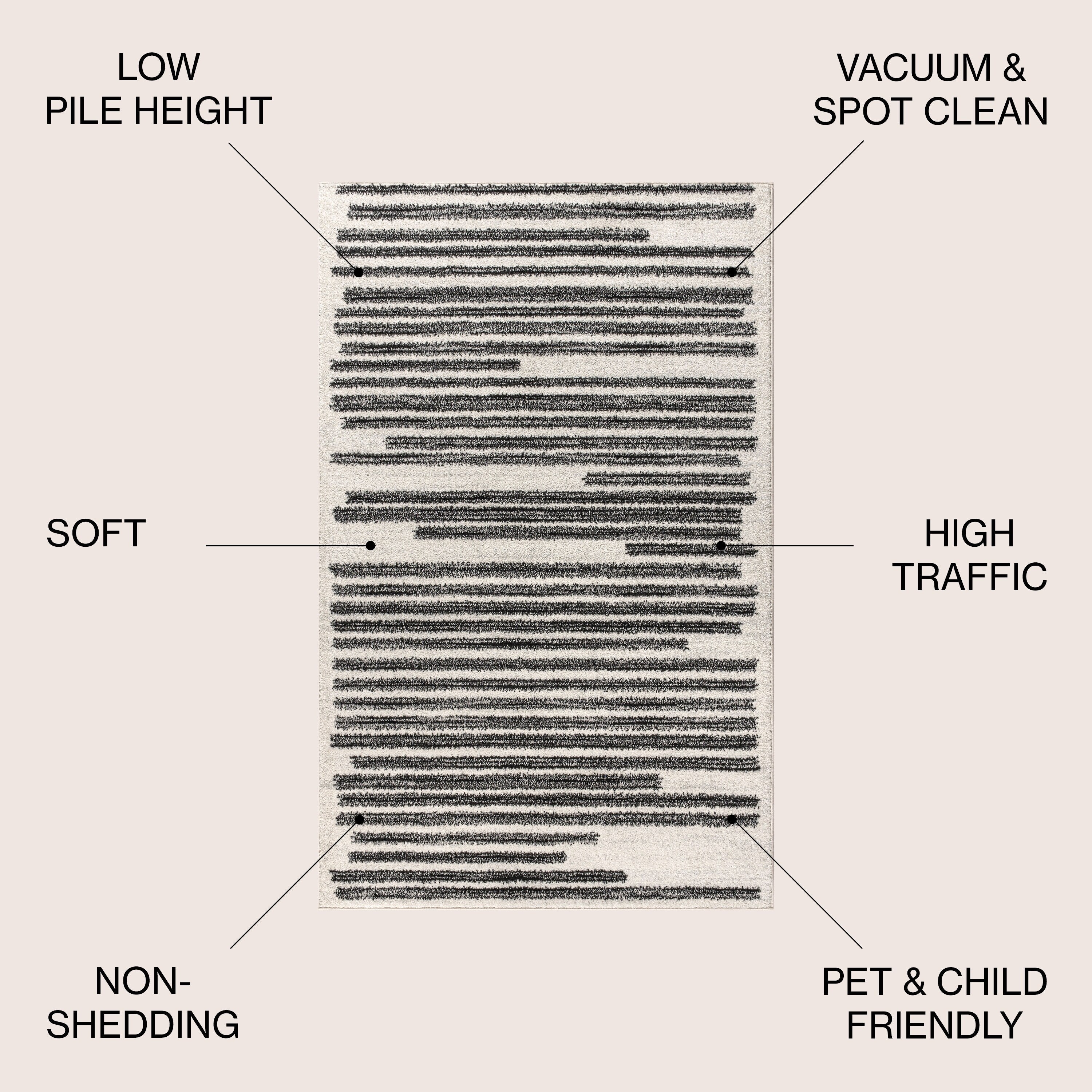 JONATHAN Y Tapis moderne à rayures berbères Aksil