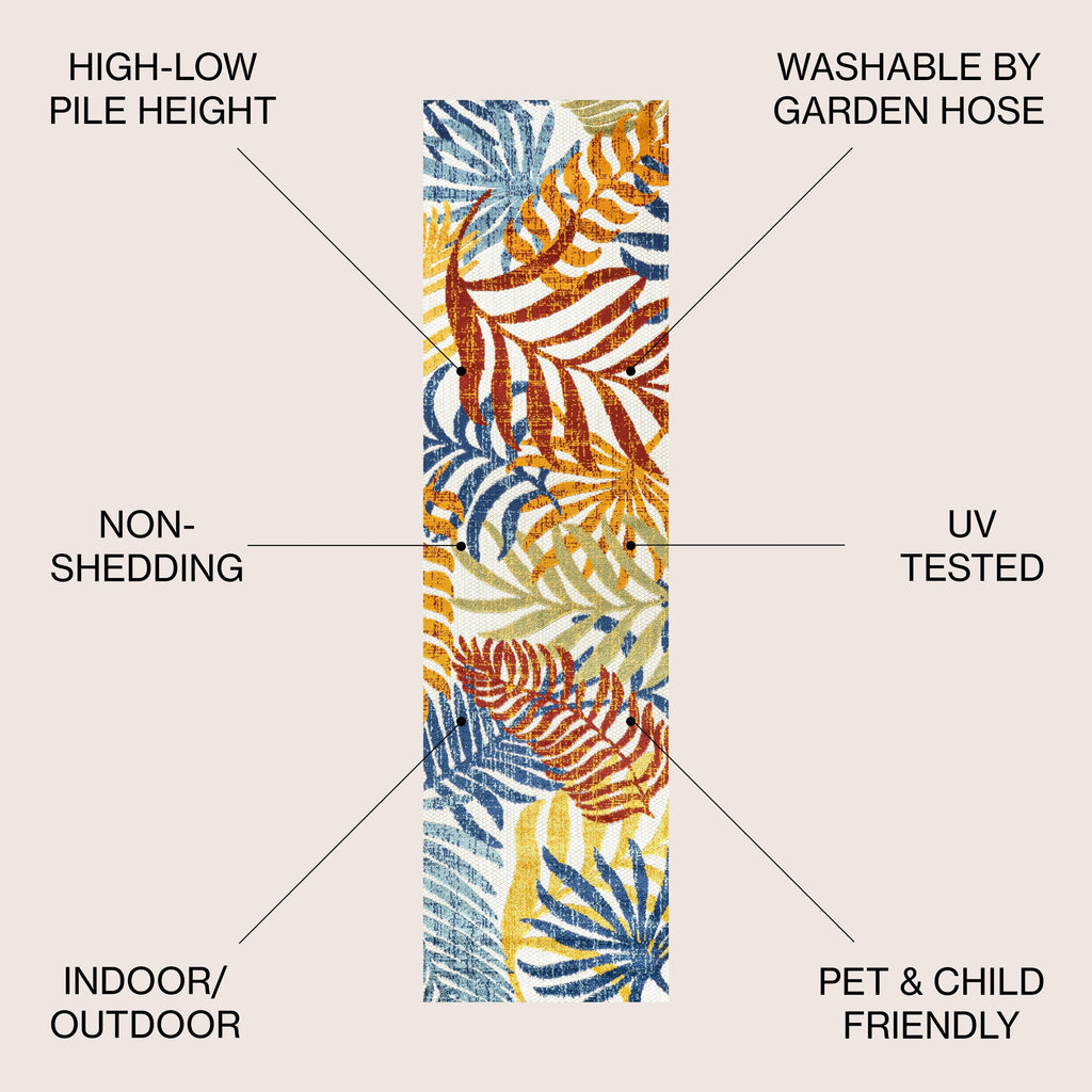 Tapis d'intérieur/extérieur JONATHAN Y Aydin à motifs de feuilles de palmier