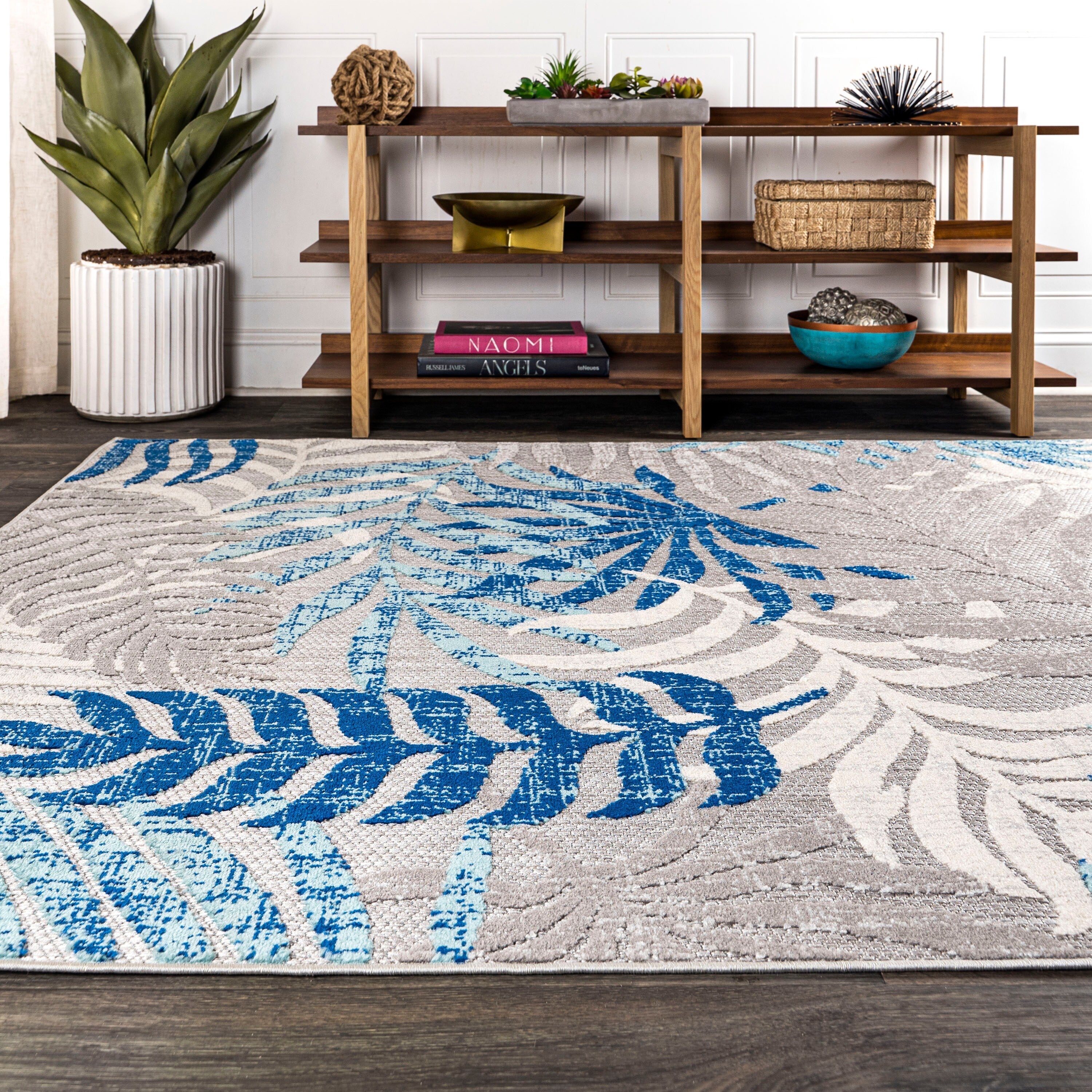 Tapis d'intérieur/extérieur JONATHAN Y Aydin à motifs de feuilles de palmier
