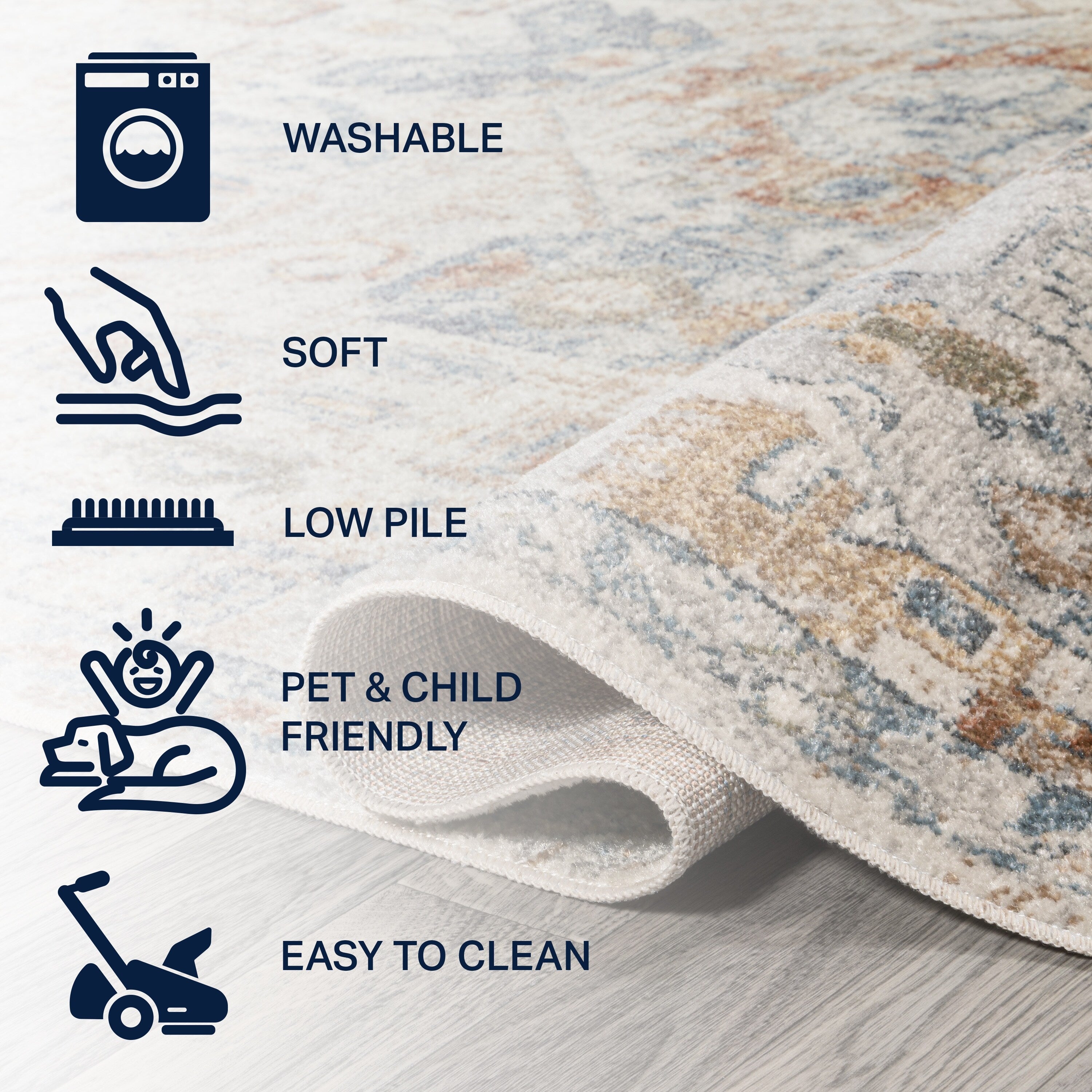 Tapis JONATHAN Y Brandy Bohemian Medallion à poils courts, lavable en machine, couleur crème/terre.