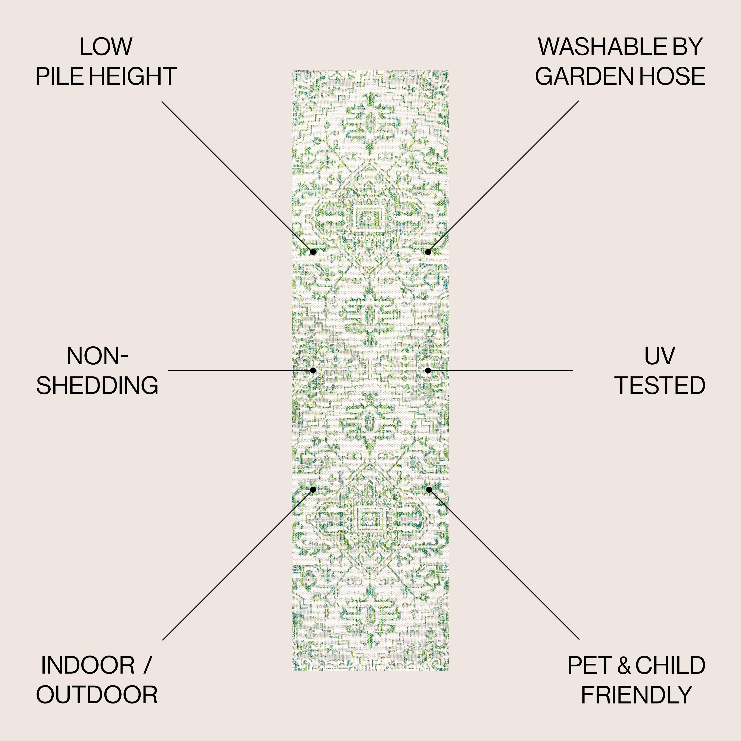 Tapis d'intérieur/extérieur JONATHAN Y Charleston Medallion