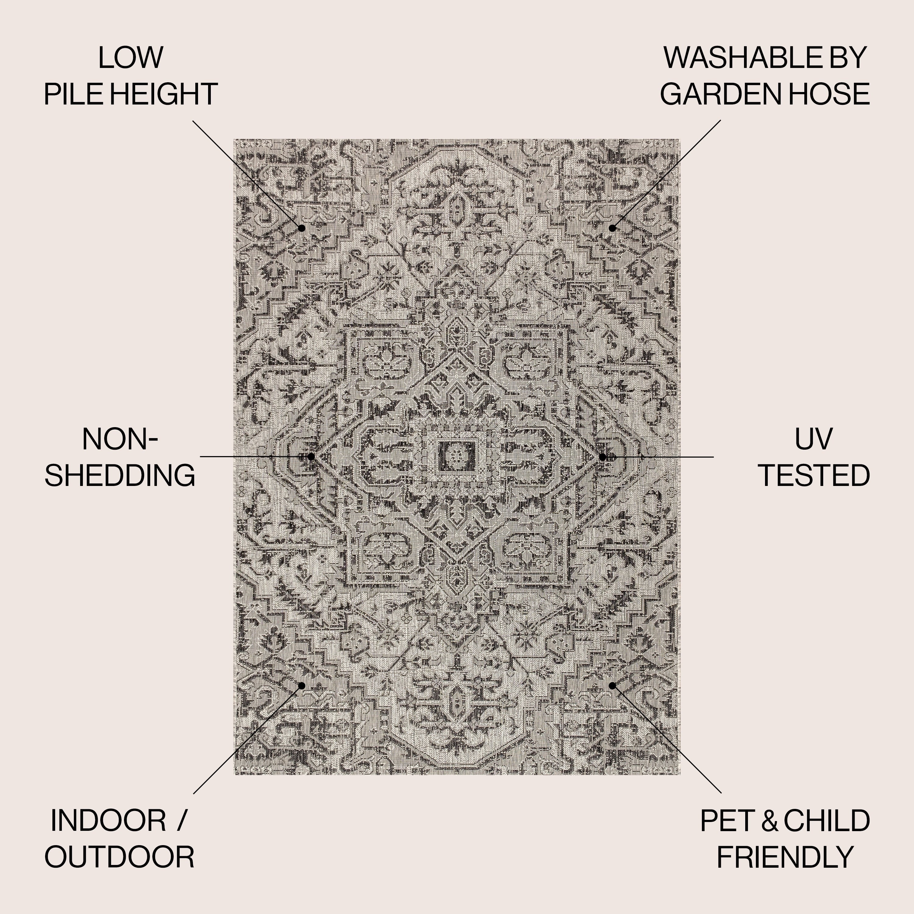 Tapis d'intérieur/extérieur JONATHAN Y Charleston Medallion